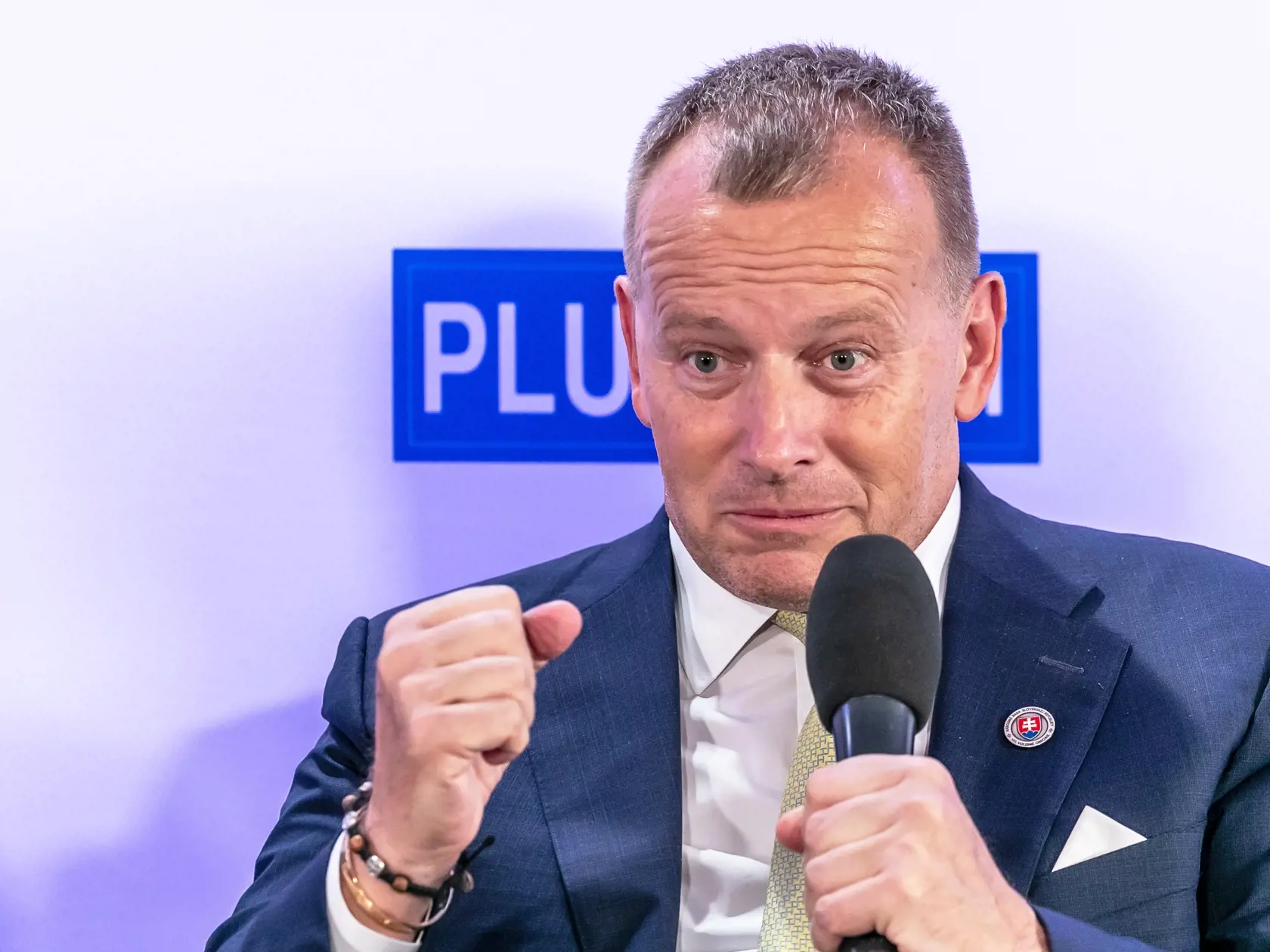 Na snímke Boris Kollár počas politickej diskusie pred parlamentnými voľbami 2023. 
