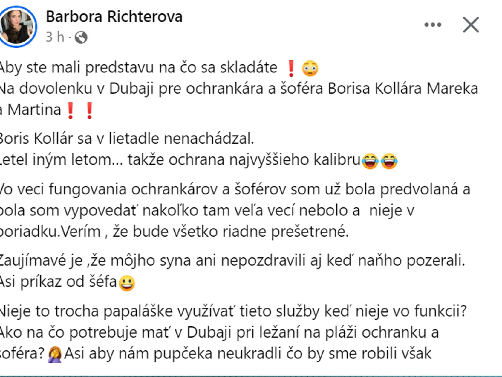 Útočné statusy Barbory Richterovej.