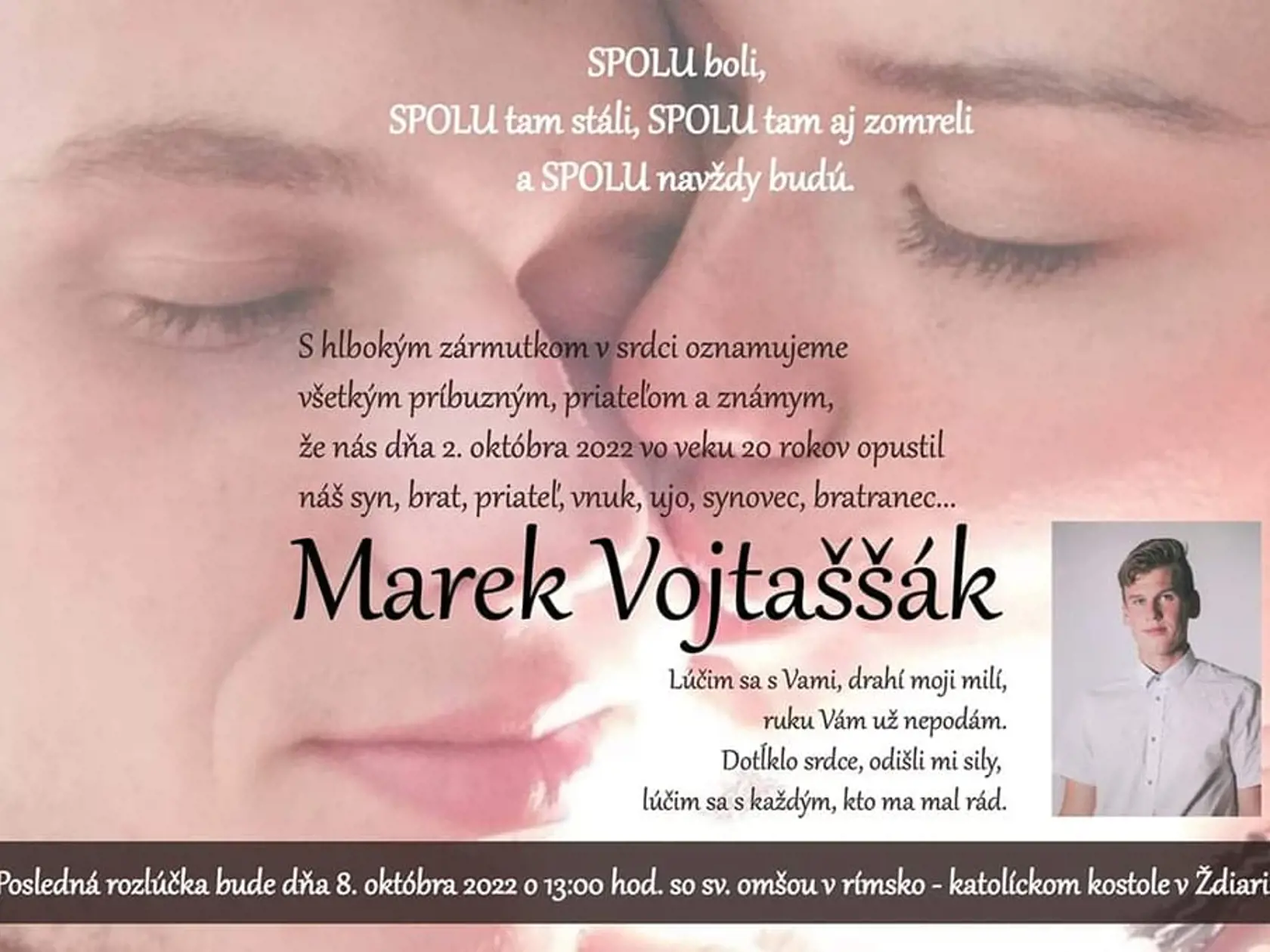Zaľúbencov pochovali v rovnaký deň i hodinu, len miesta sú iné. Broňu v Poprade - Veľkej a Marka v Ždiari.