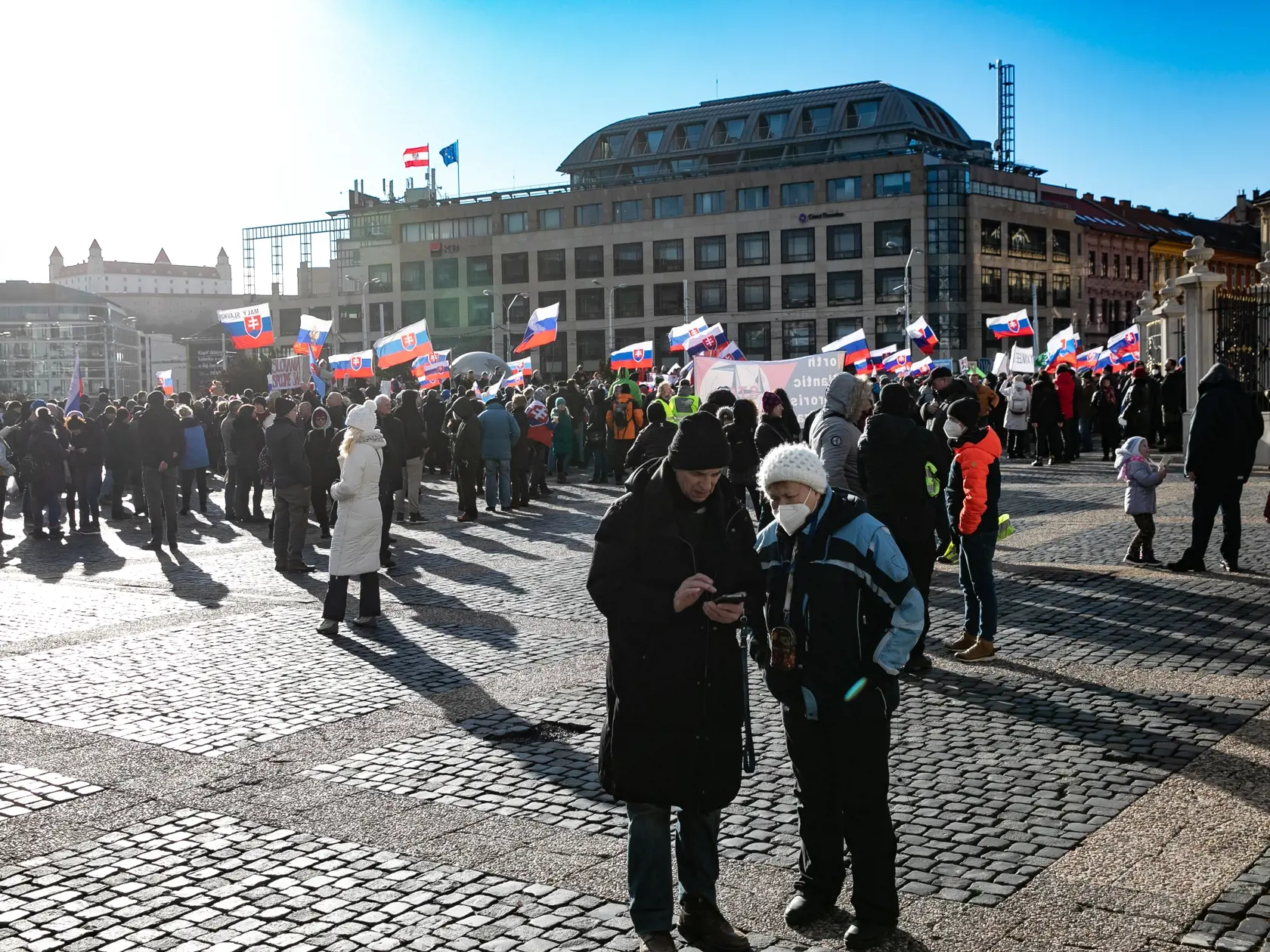 Protest proti obrannej dohode s USA.