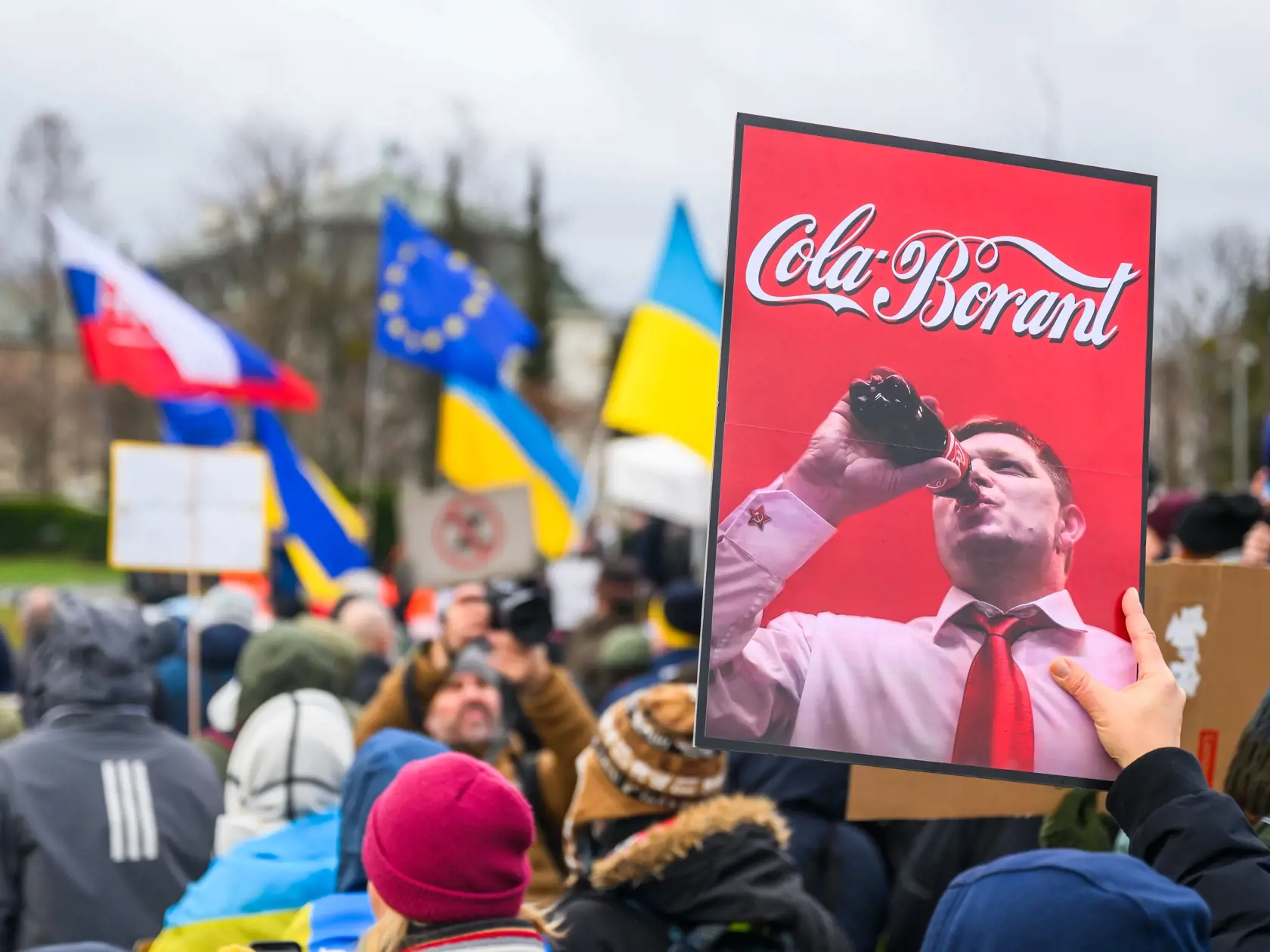 Protest proti návšteve premiéra Roberta Fica v Moskve.