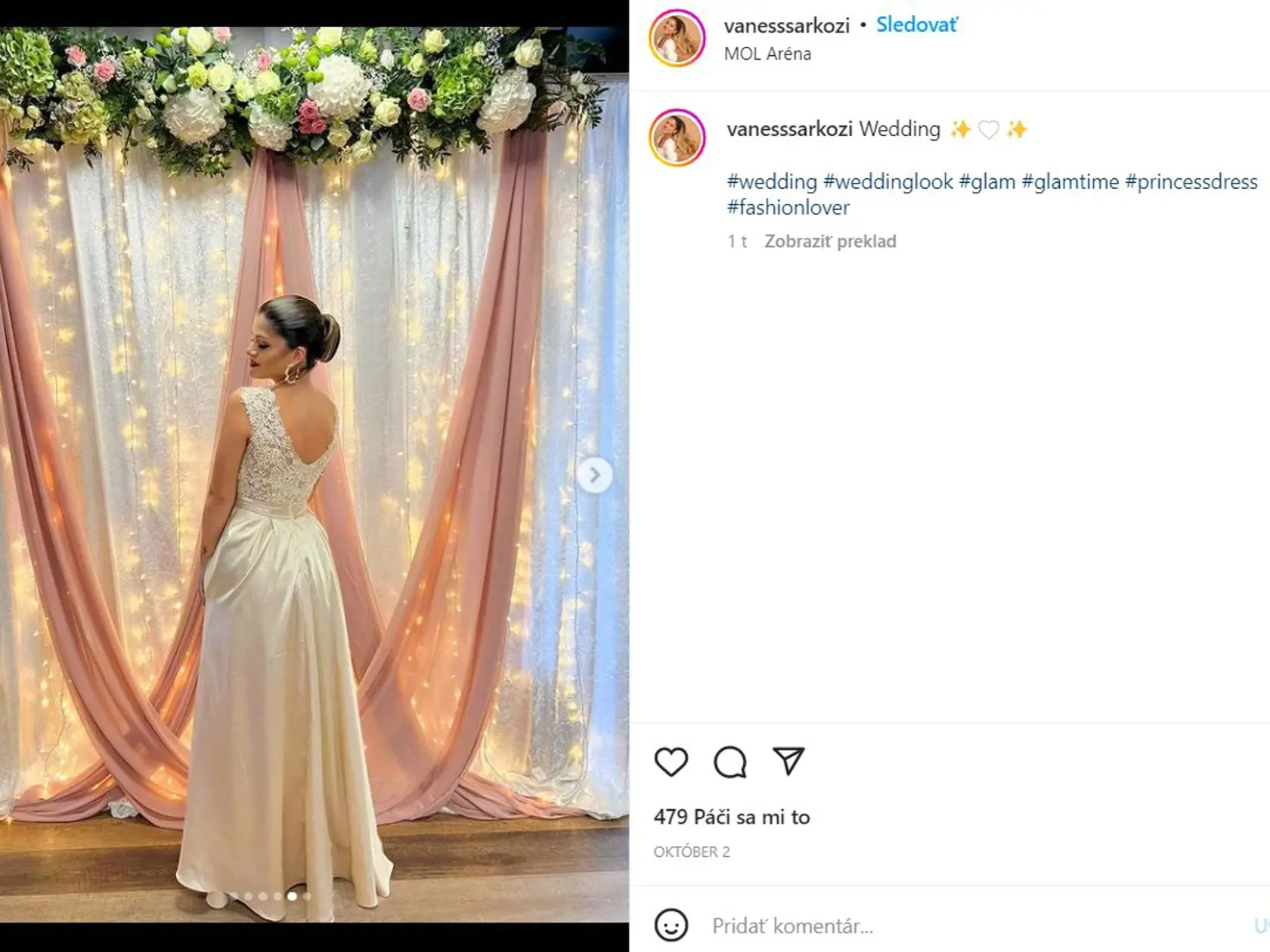 Vanessa na svadbe