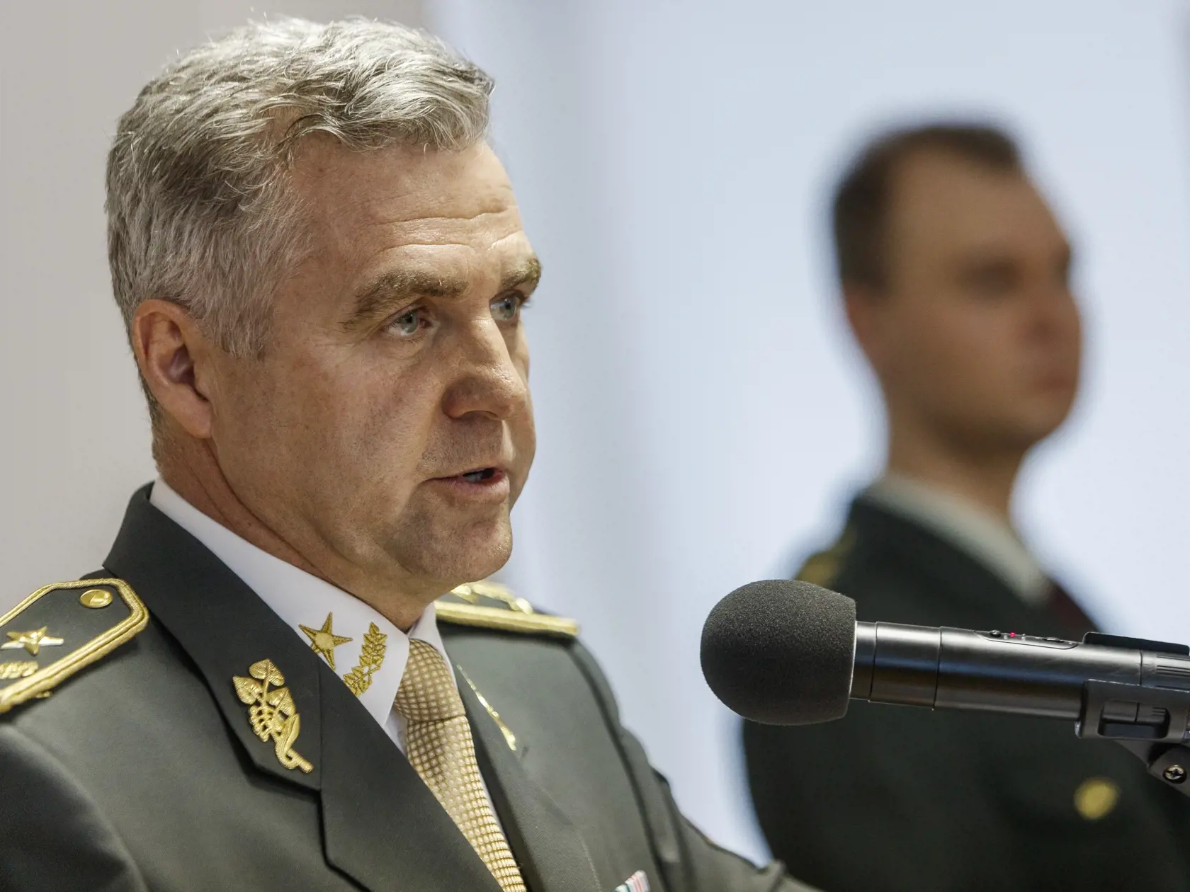 Na snímke Prezident Policajného zboru Slovenskej republiky Tibor Gašpar počas tlačovej konferencie na ktorej reagoval na rezignáciu ministra vnútra, Tomáša Druckera.