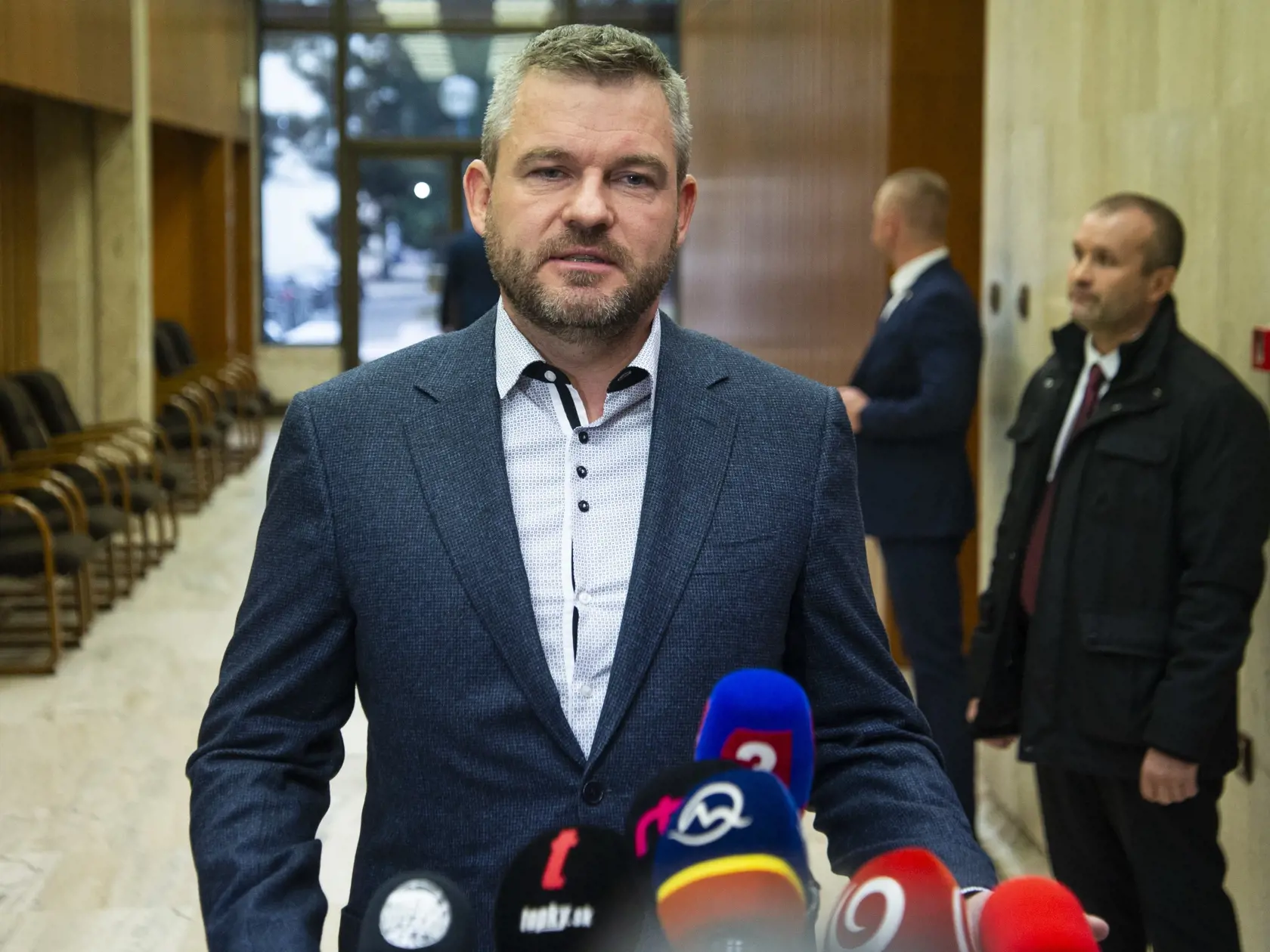 Na snímke predseda vlády SR Peter Pellegrini počas brífingu po skončení rokovania Bezpečnostnej rady SR 22. novembra 2019 na Úrade vlády v Bratislave. FOTO TASR - Jakub Kotian