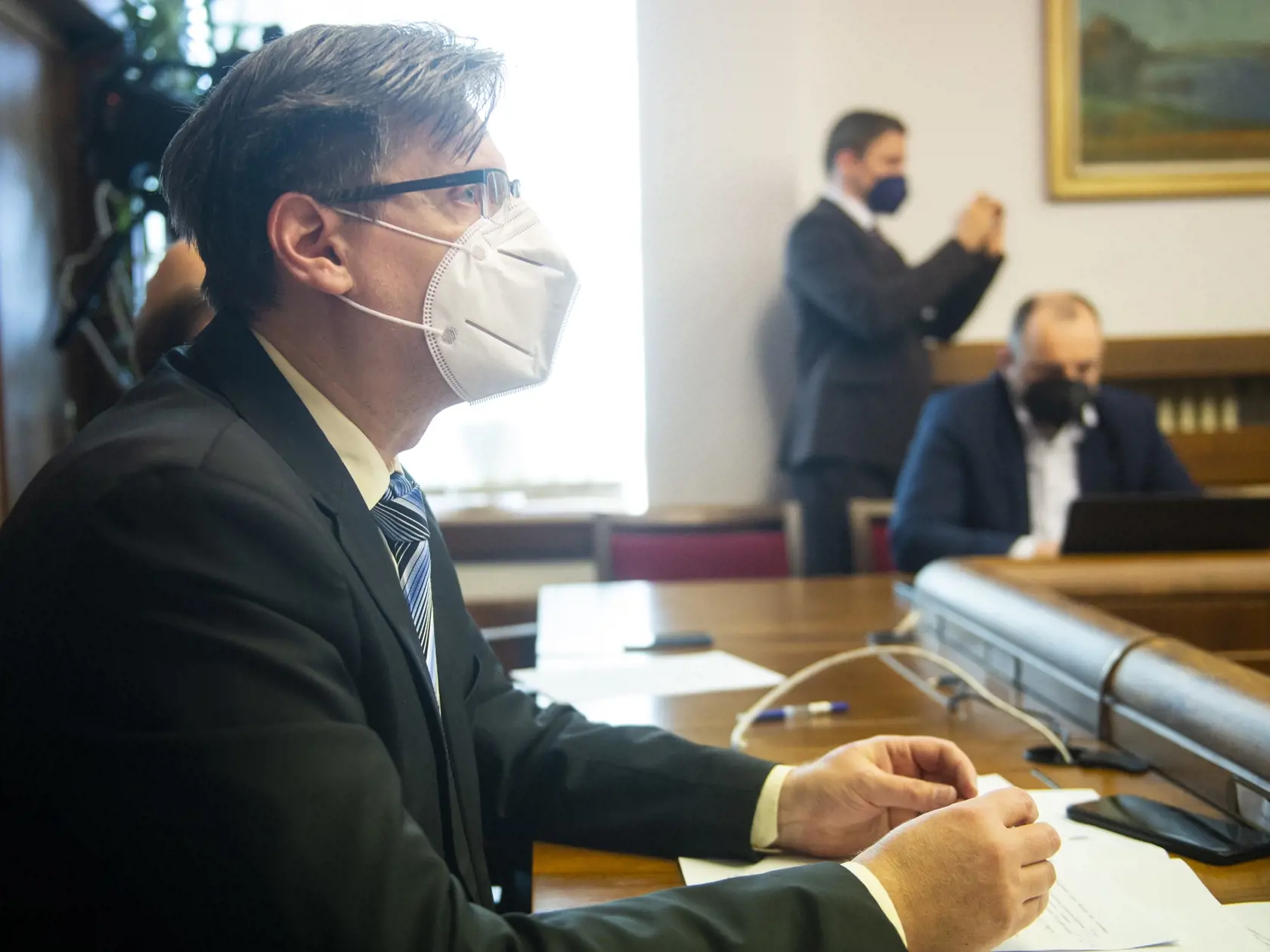 Na snímke predseda Ústavnoprávneho výboru NR SR Milan Vetrák (OĽaNO) počas rokovania výboru s generálnym prokurátorom SR Marošom Žilinkom 1. februára 2022 v Bratislave. FOTO TASR - Jakub Kotian