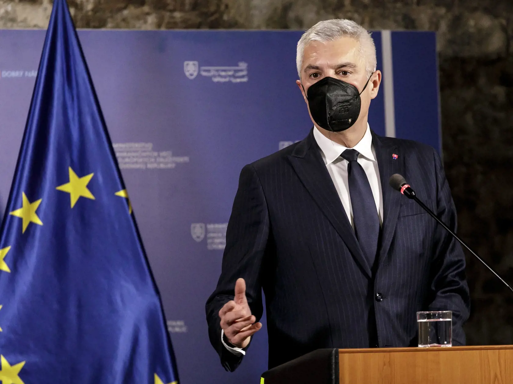 Na snímke je minister zahraničných vecí a európskych záležitostí SR Ivan Korčok počas tlačovej konferencie.