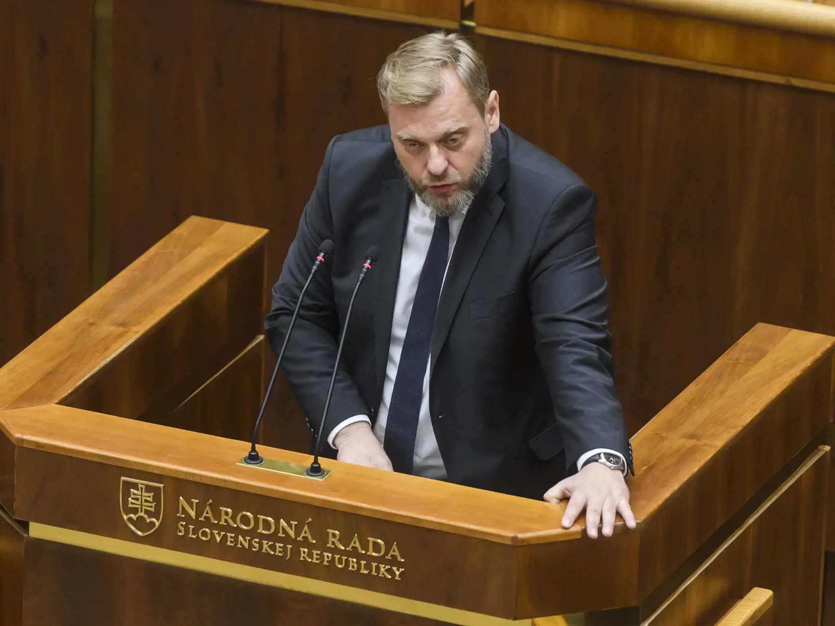Na snímke poslanec Juraj Krúpa (SaS) počas 3. chôdze NRSR k Programovému vyhláseniu vlády (PVV) SR v Bratislave 14. novembra 2023.