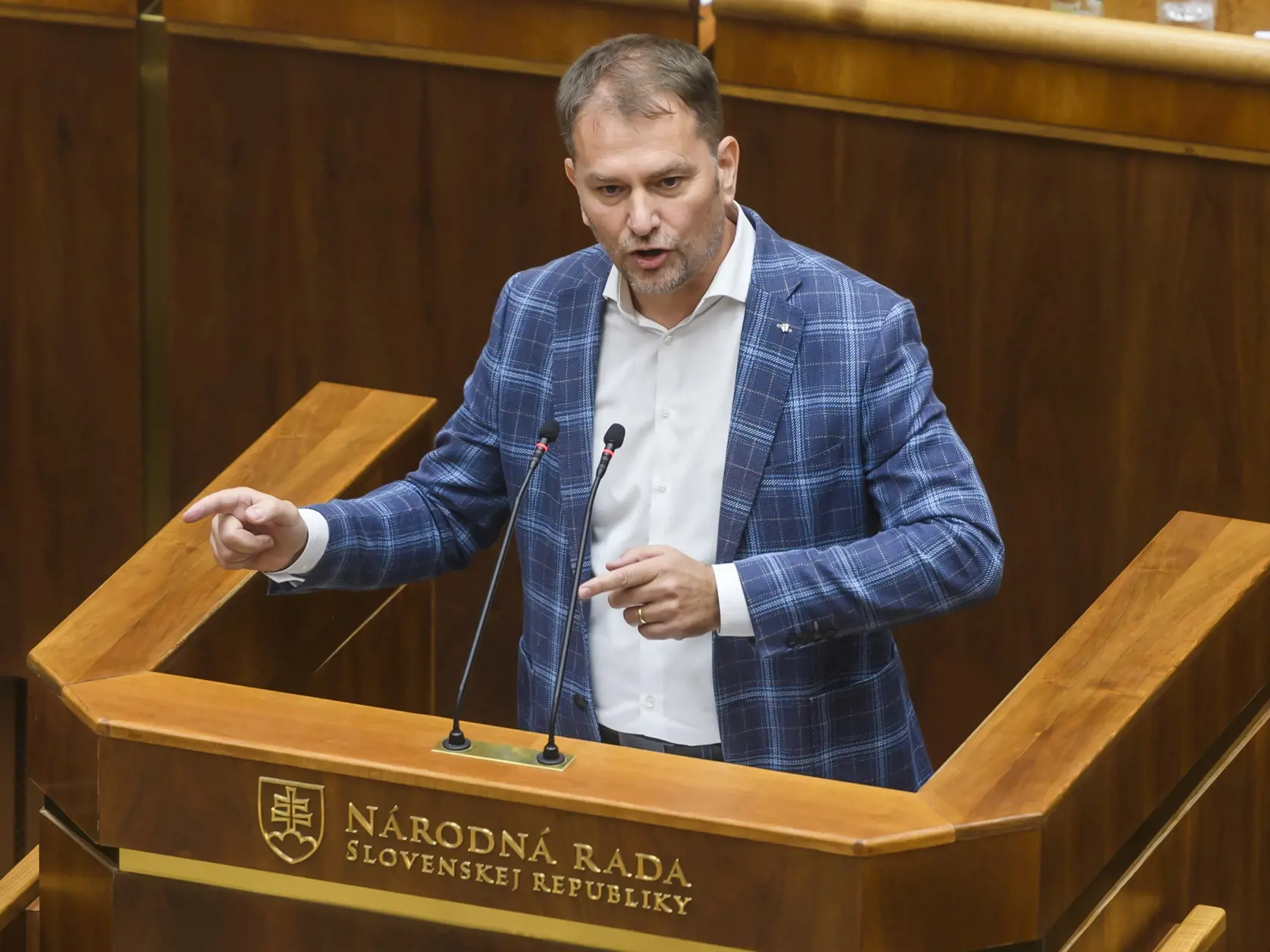 Na snímke poslanec NRSR Igor Matovič (Slovensko) reční počas 3. chôdze NRSR k Programovému vyhláseniu vlády (PVV) SR v Bratislave 14. novembra 2023.