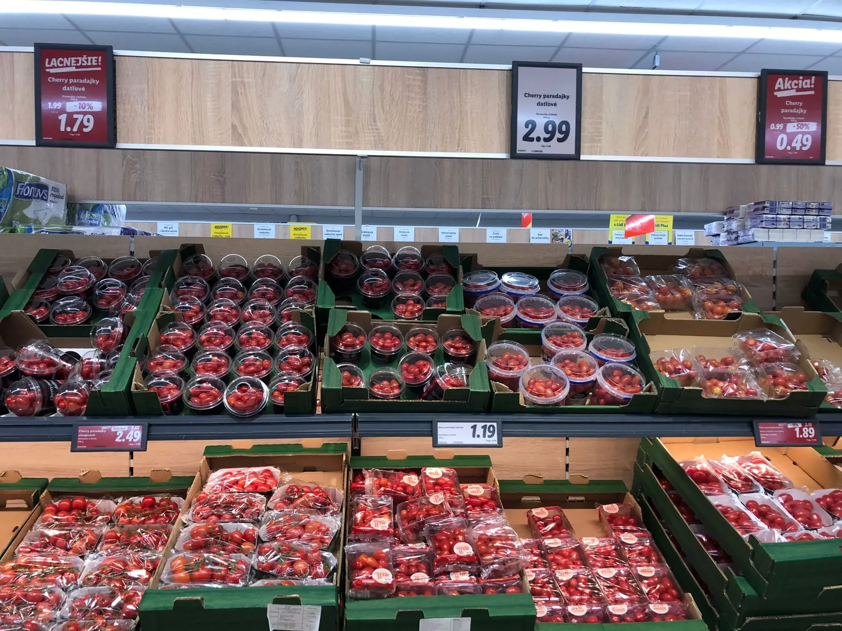 Ceny potravín v predajni Lidl na Slovensku.