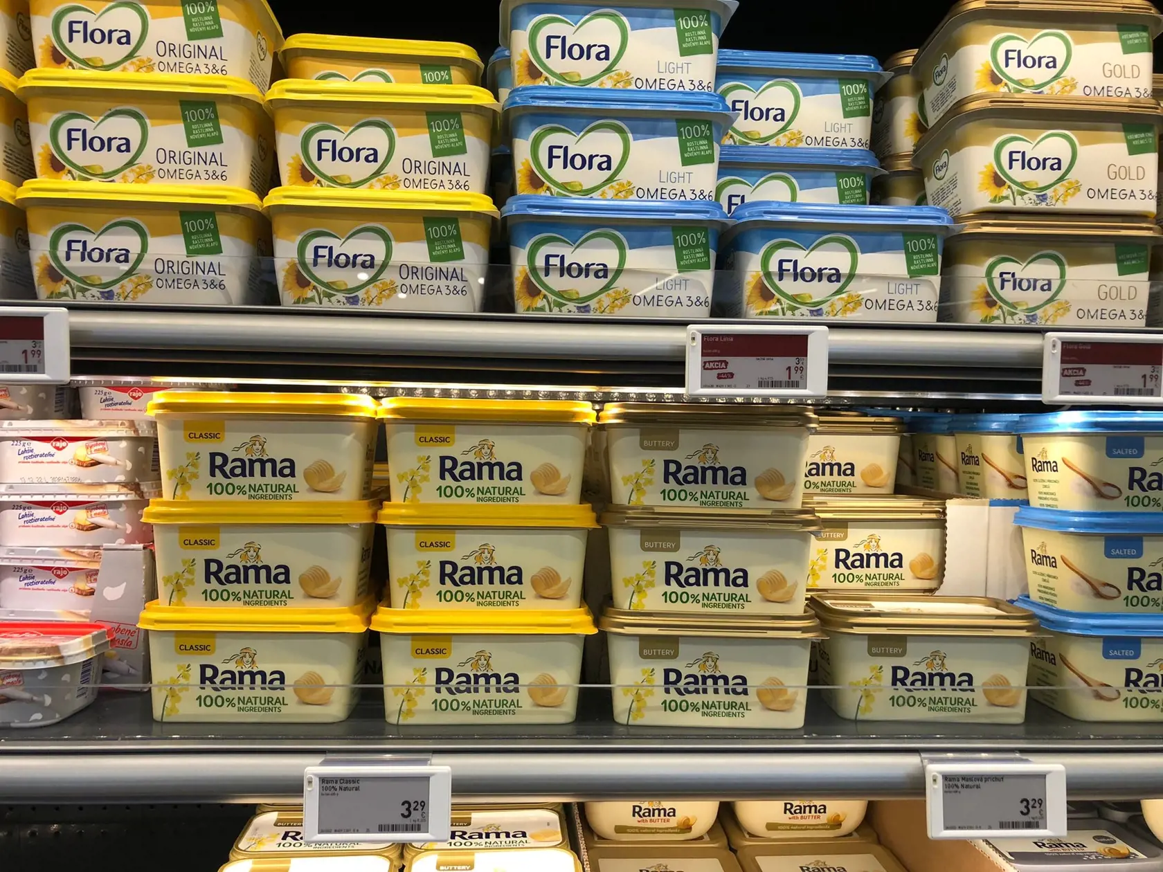 Ceny potravín na Slovensku v predajni Billa.