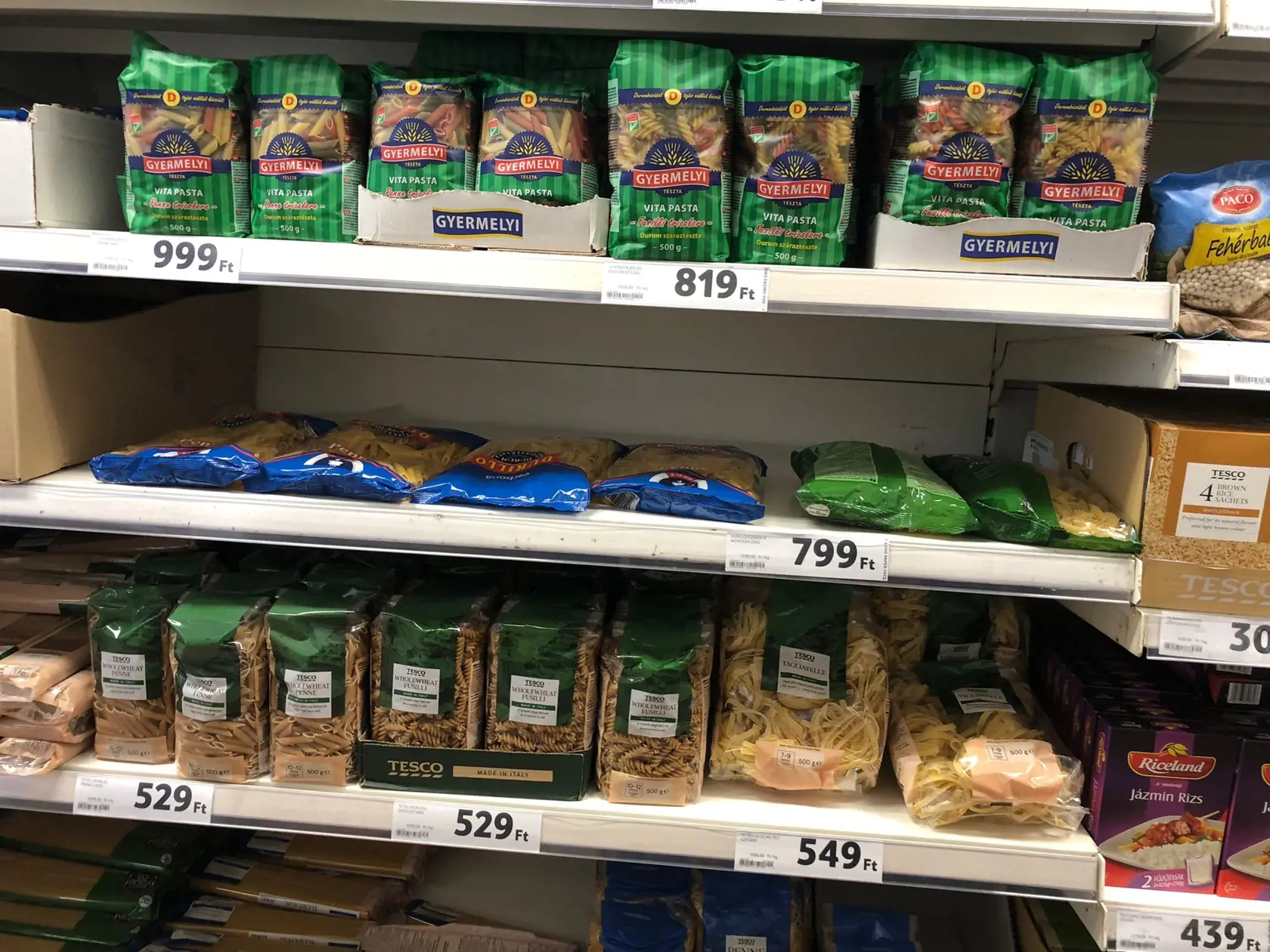 Ceny potravín v Maďarsku -TESCO EXPRESSZ