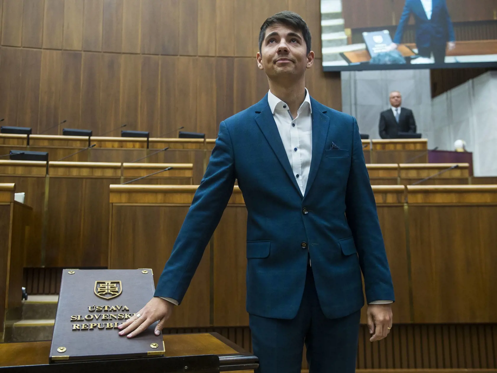 Erik Kaliňák zo Smeru skladá poslanecký sľub počas ustanovujúcej schôdze Národnej rady Slovenskej republiky (NR SR) IX. volebného obdobia 24. októbra 2023 v Bratislave.