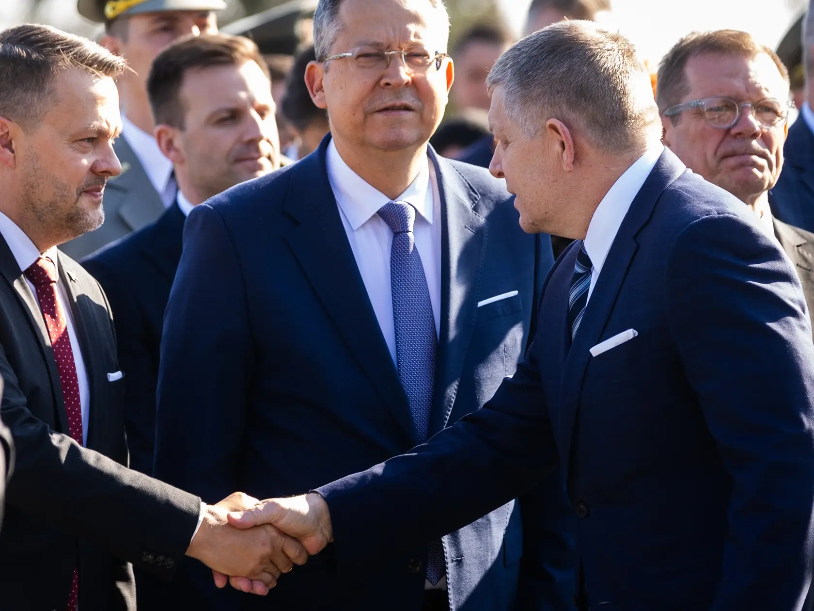 80. výročie oslobodenia Bratislavy na bratislavskom Slavíne. Na snímke Robert Fico, Samuel Migaľ.
