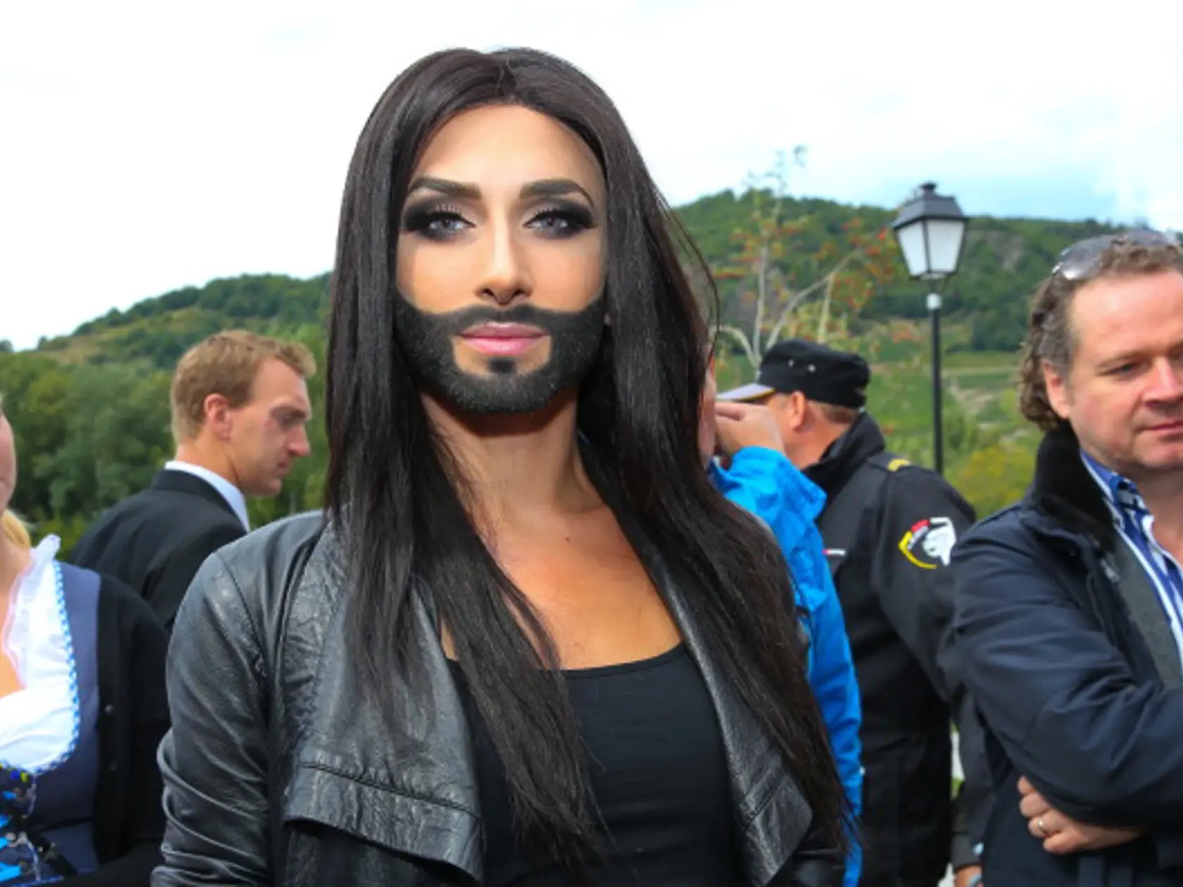 ROSSATZ, AUSTRIA - SEPTEMBER 21: Conchita Wurst attends the startalk prior the 'Starnacht aus der Wachau' at Heuriger Polz on September 21, 2013 in Rossatz, Austria.  (Photo by Moni Fellner/Getty Images)