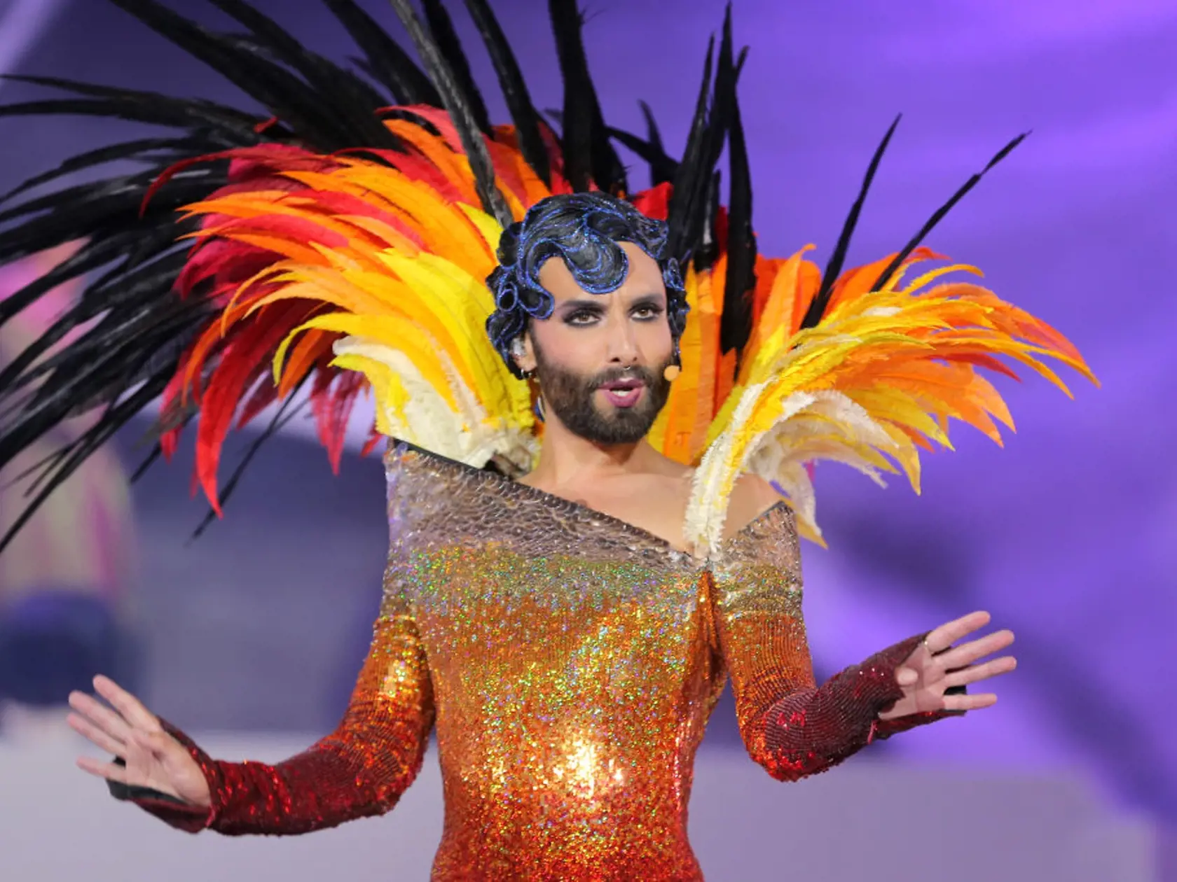 VIENNA, AUSTRIA - JUNE 10:  Conchita Wurst performs on stage during the Life Ball 2017 show at City Hall on June 10, 2017 in Vienna, Austria.  (Photo by Thomas Niedermueller/Life Ball 2017/Getty Images)