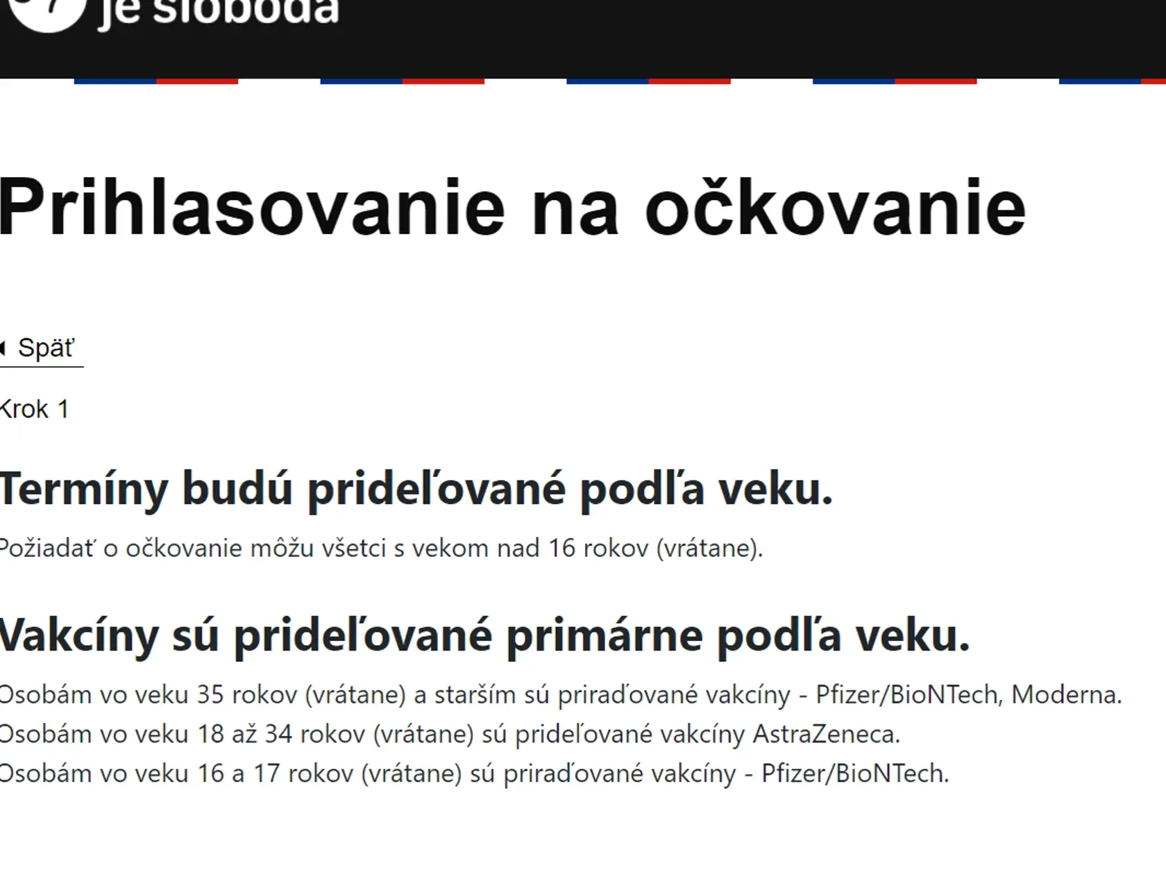Aktuálna prihláška na očkovanie