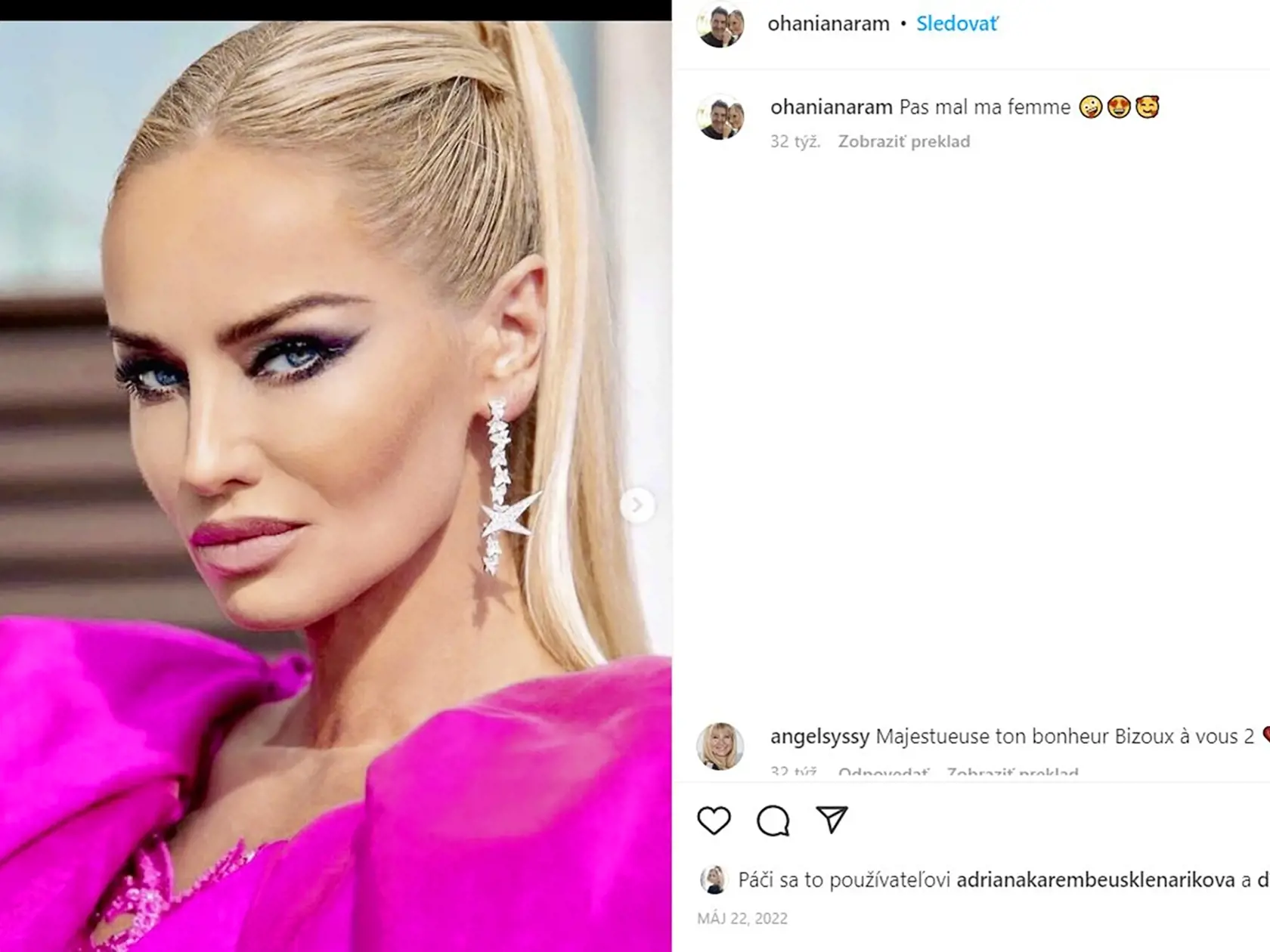 POSLEDNÝ ZÁBER
Aram sa pochválil svojou manželkou naposledy v máji 2022, keď sa objavila v Cannes.