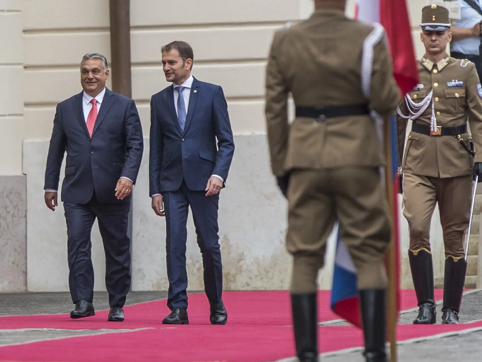 na snimke  - Viktor Orbán predseda vlády Maďarska a Igor Matovič predseda vlady SR  na stretnutí v BUDAPEŠŤI