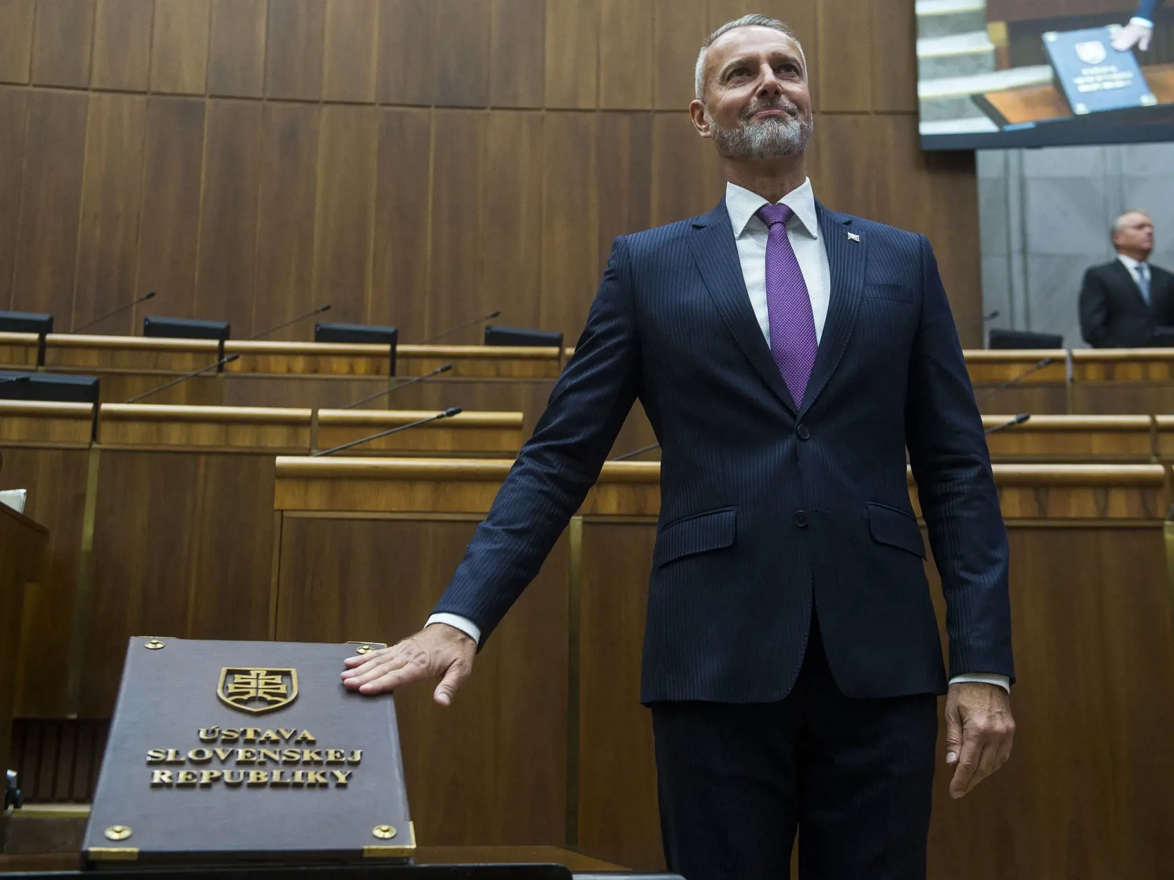 Na snímke Richard Raši (Hlas-SD) skladá poslanecký sľub počas ustanovujúcej schôdze Národnej rady Slovenskej republiky (NR SR) IX. volebného obdobia v Bratislave 25. októbra 2023. FOTO TASR - Jakub Kotian 
