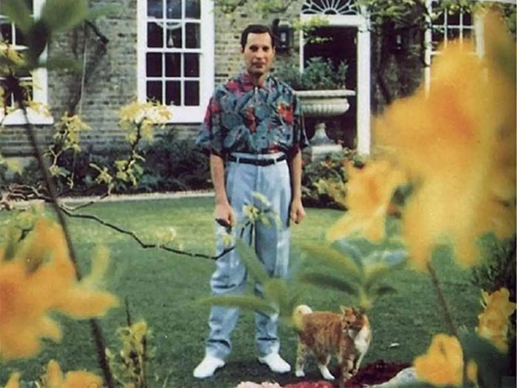 Freddie Mercury na záhrade svojho domu v Londýne. O pár dní neskôr zomrel na vírus HIV.