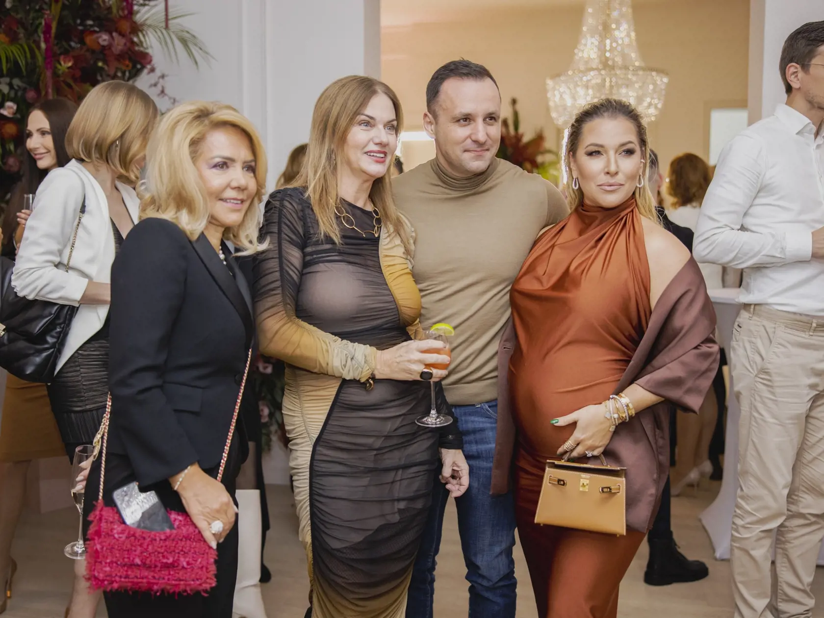 Na snímke Katarína Cibulková, Dominika Navara Cibulková  a Monika Beňová s partnerom Ľubomírom Klčom.