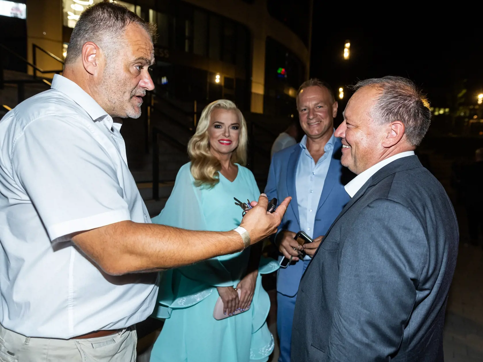 Letná media párty televízie Markíza v Bratislave. Na snímke Zlatica Švajdová Puškárová, Patrik Švajda, Henrich Krejča a Matthias Settele.