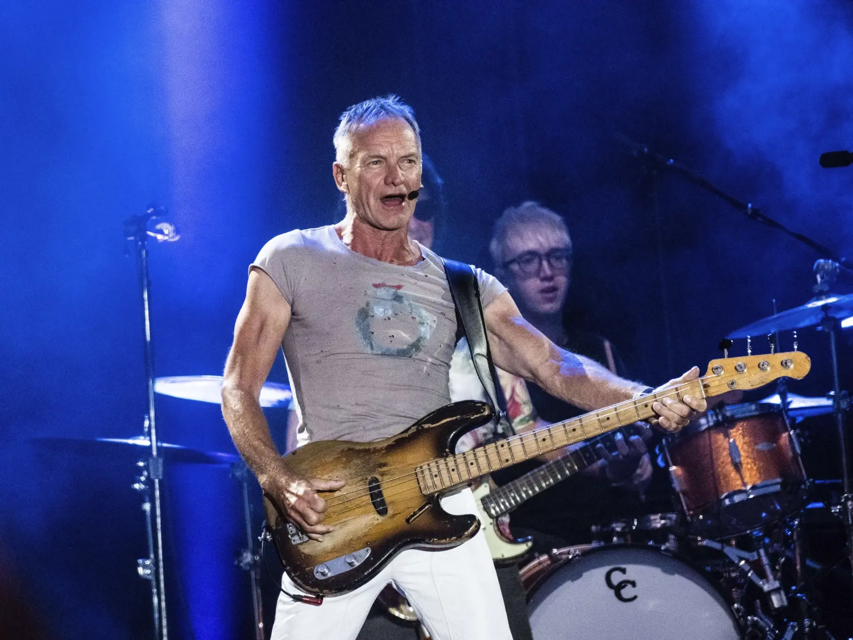 KK12 Fyn - Britský hudobník Sting vystupuje na hudobnom festivale Heartland Festival na ostrove Fyn v Dánsku 8. júna 2023. FOTO TASR/AP
British artist Sting plays at Heartland Festival on the island of Fyn, Denmark Thursday, June 8, 2023. (Helle Arensbak/Ritzau Scanpix via AP)