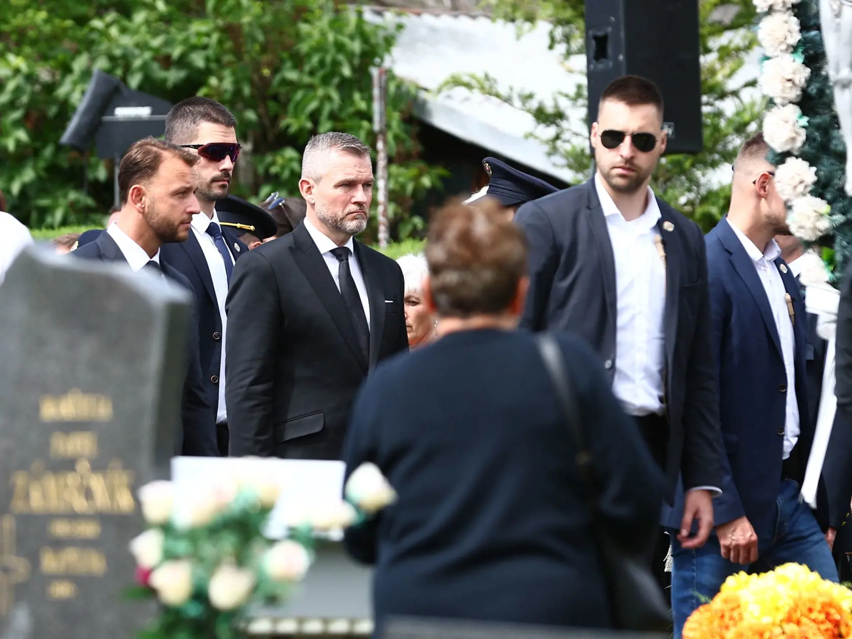 Peter Pellegrini na pohrebe Mariána Škuleca.