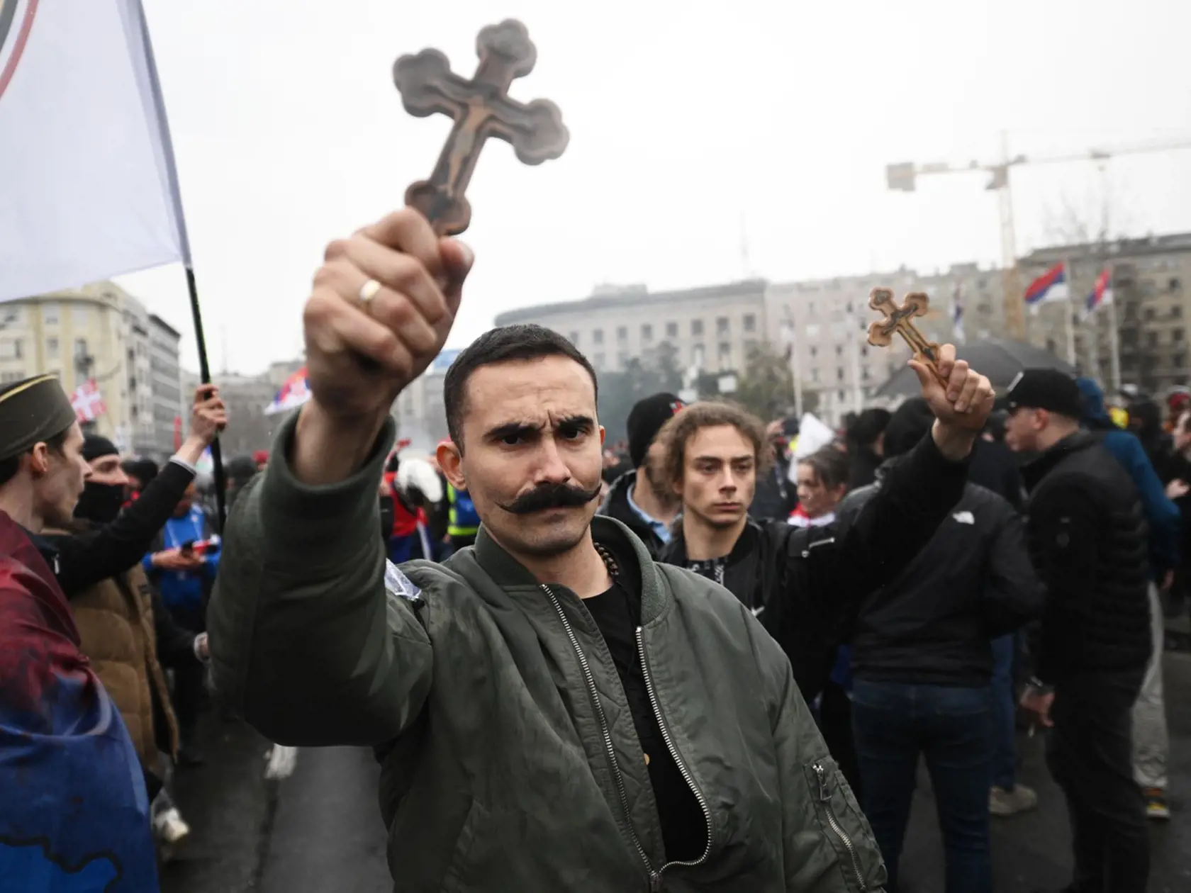 Protivládny protest v srbskom Belehrade 15. marca 2025.
