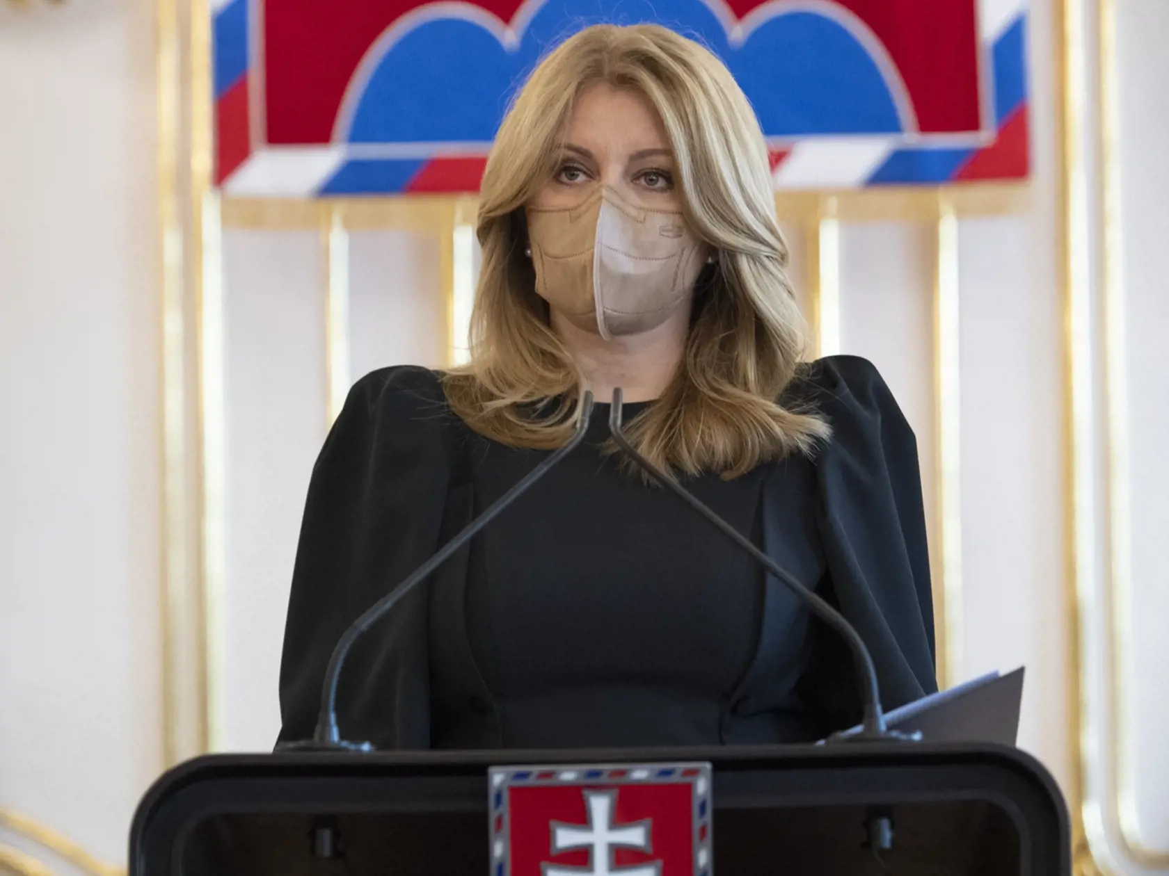 Na snímke je prezidentka SR Zuzana Čaputová počas vyhlásenia pre médiá.