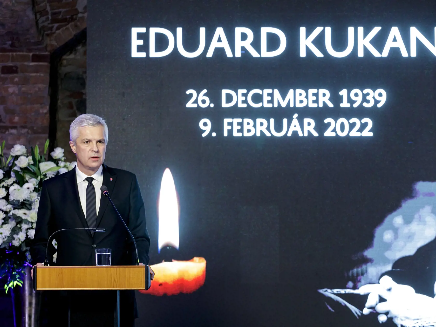 Na snímke minister zahraničných vecí a európskych záležitostí Ivan Korčok (nominant SaS) počas spomienkového podujatia na počesť bývalého ministra zahraničných vecí SR Eduarda Kukana, ktoré zorganizovalo Ministerstvo zahraničných vecí a európskych záležitostí SR v Bratislave 16. februára 2022. Bývalý minister zahraničných vecí, poslanec Národnej rady SR a Európskeho parlamentu Eduard Kukan zomrel 9. februára vo veku 82 rokov.
