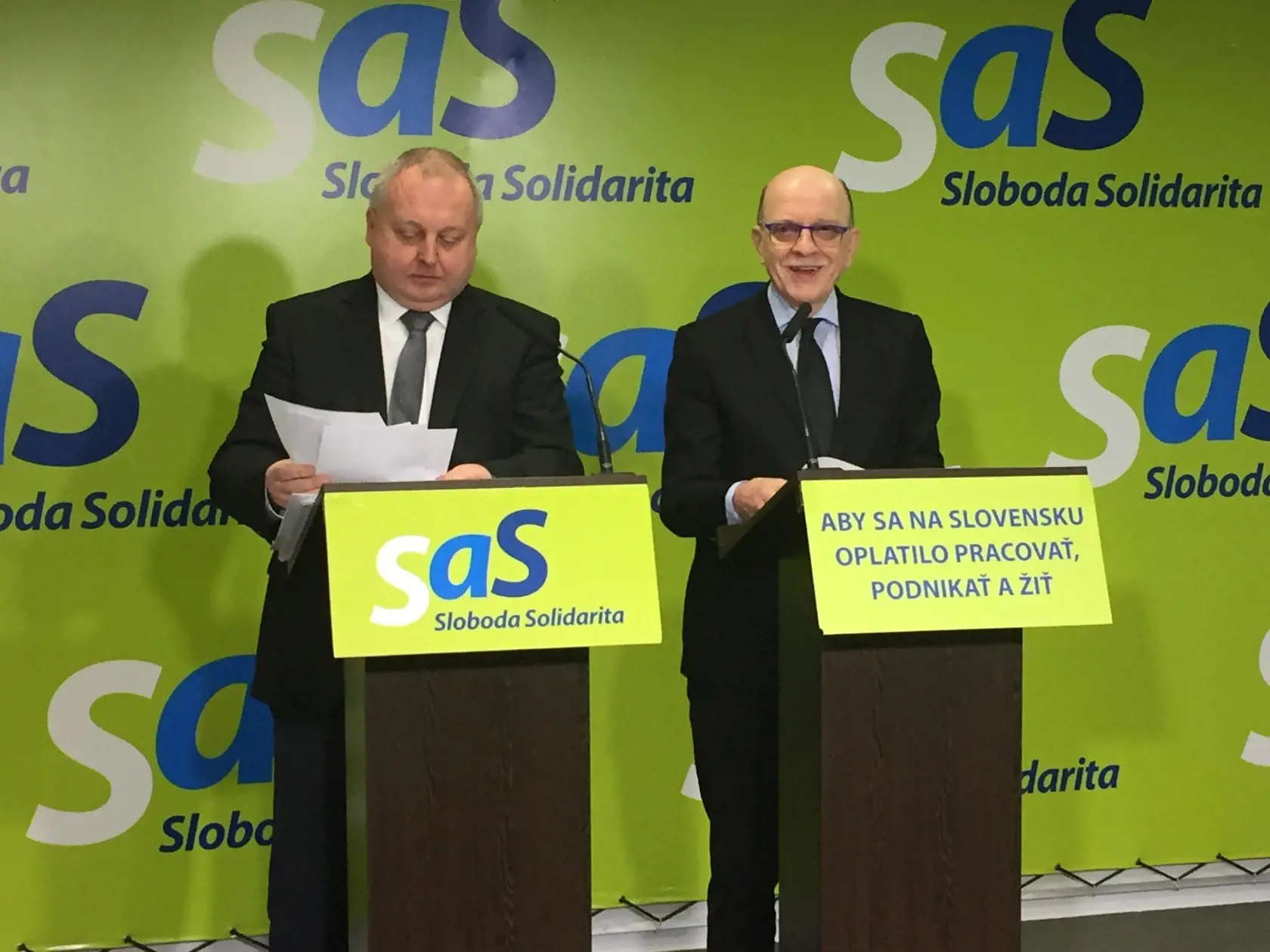 Alojz Baránik, poslanec NR SR za SaS a Marcel Suchár, právnik.