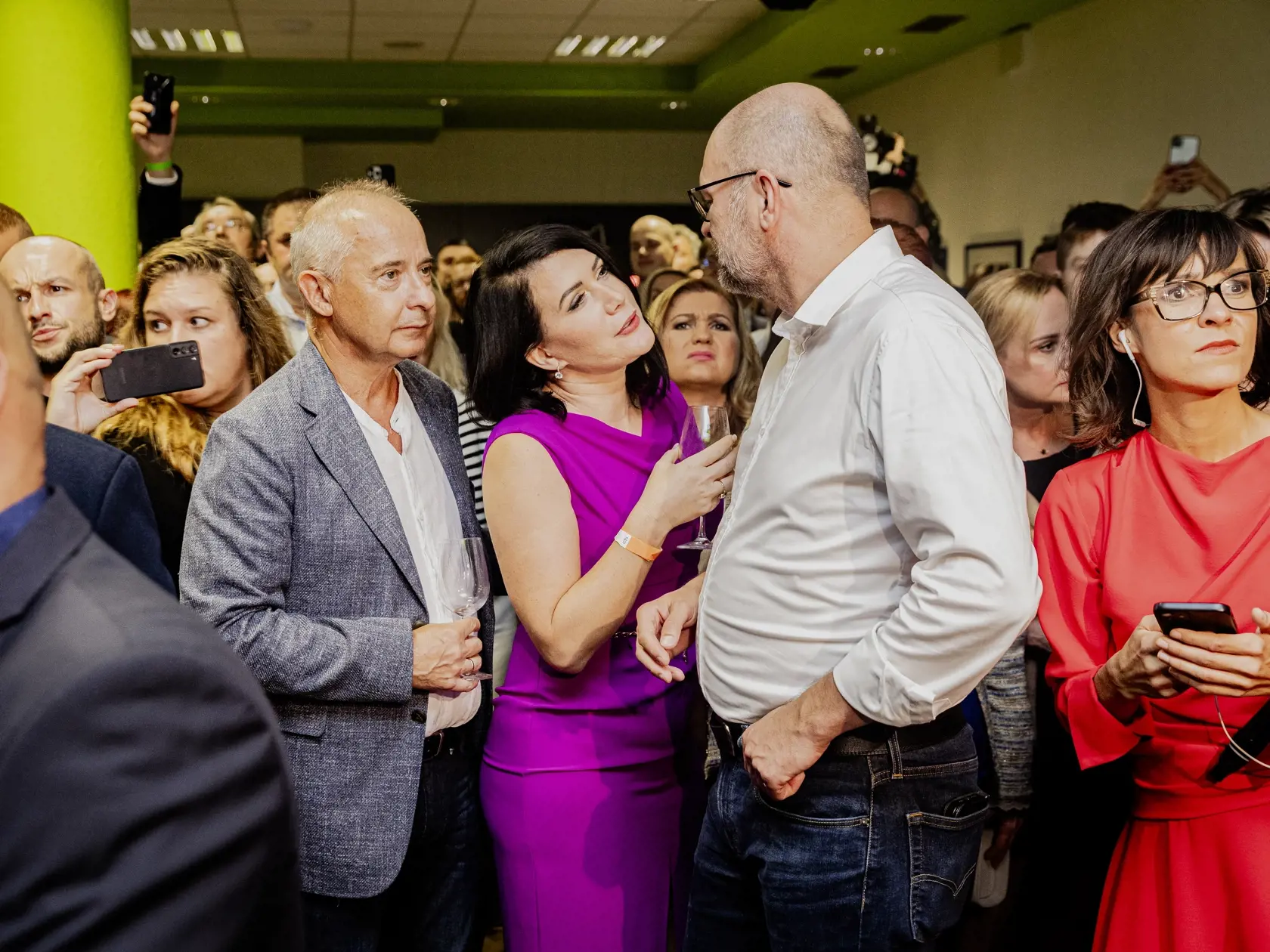 Na snímke Richard Sulík a Jana Bittó Cigániková počas volebnej noci predčasných parlamentných volieb 2023.