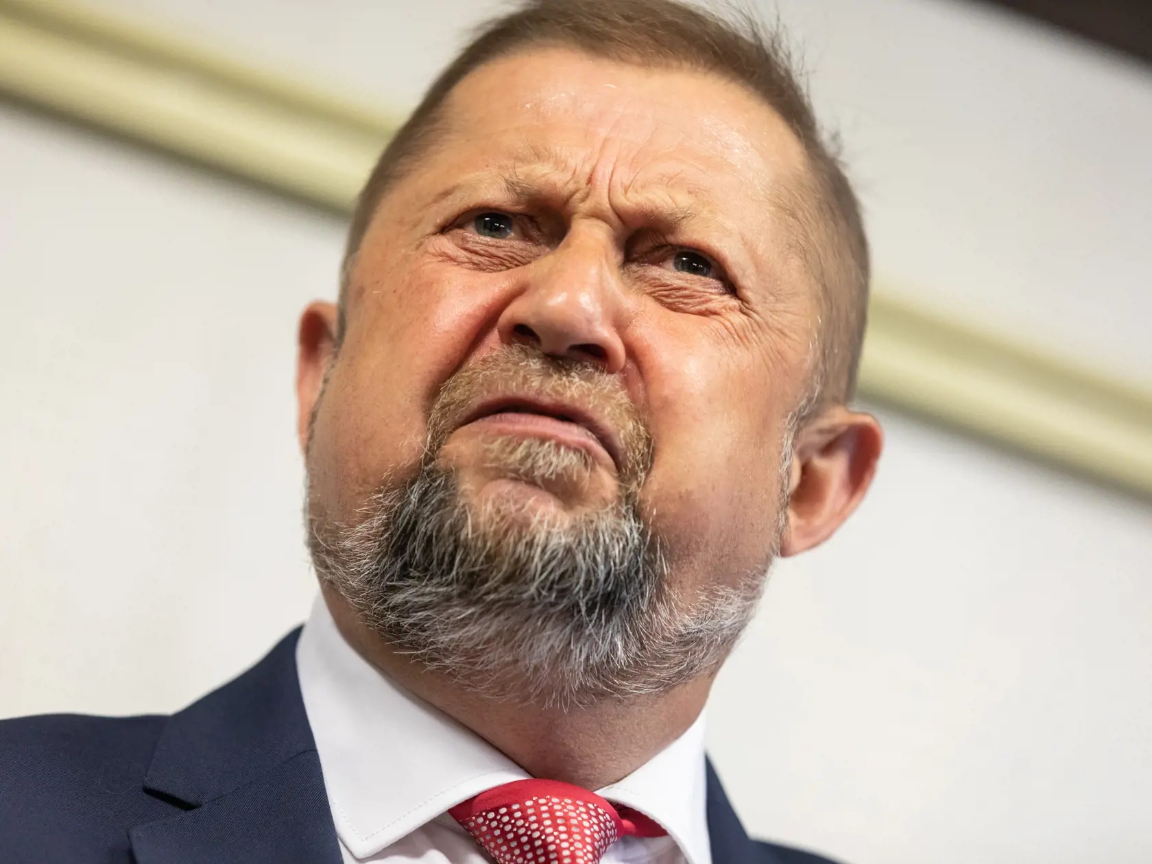 Tlačová konferencia Štefana Harabína v bratislavskom hoteli Apollo k menovaní novej prezidentky.