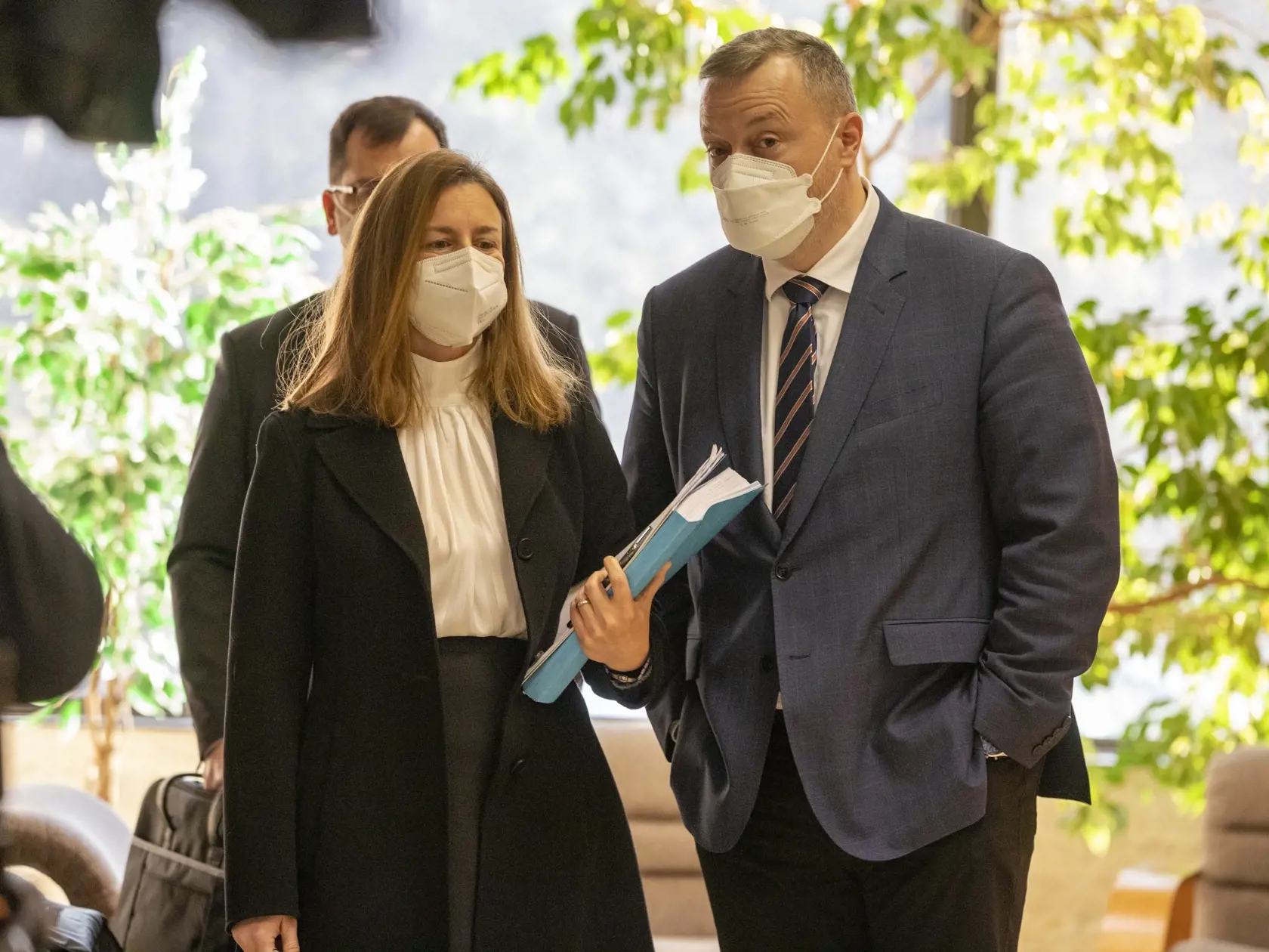 Na snímke príchod ministrov a premiéra na 53. schôdzu vlady SR, Natália Milanová, Milan Krajniak.