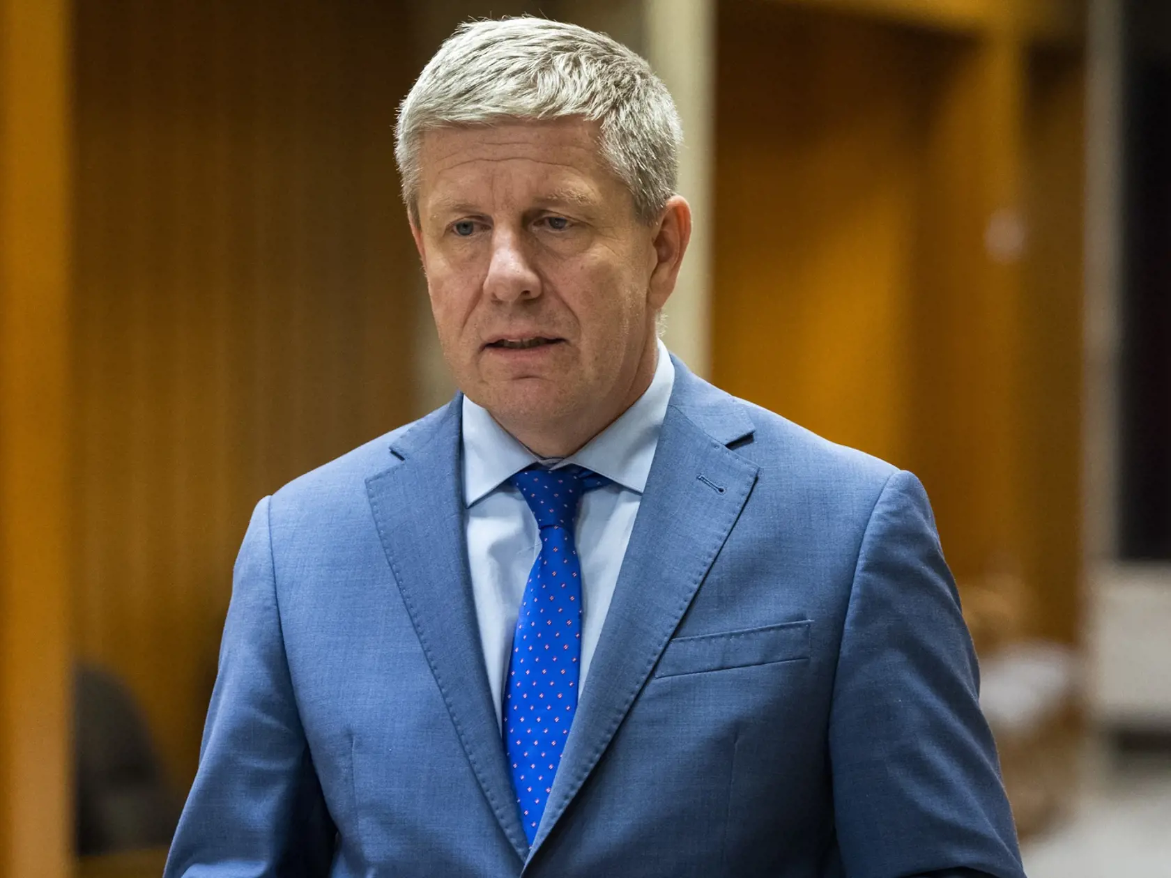 Na snímke minister zdravotníctva SR Vladimír Lengvarský (nominant OĽANO počas tlačového brífingu po skončení rokovania medzi Lekárskym odborovým združením (LOZ) a vládou SR v Bratislave v pondelok 21. novembra 2022.