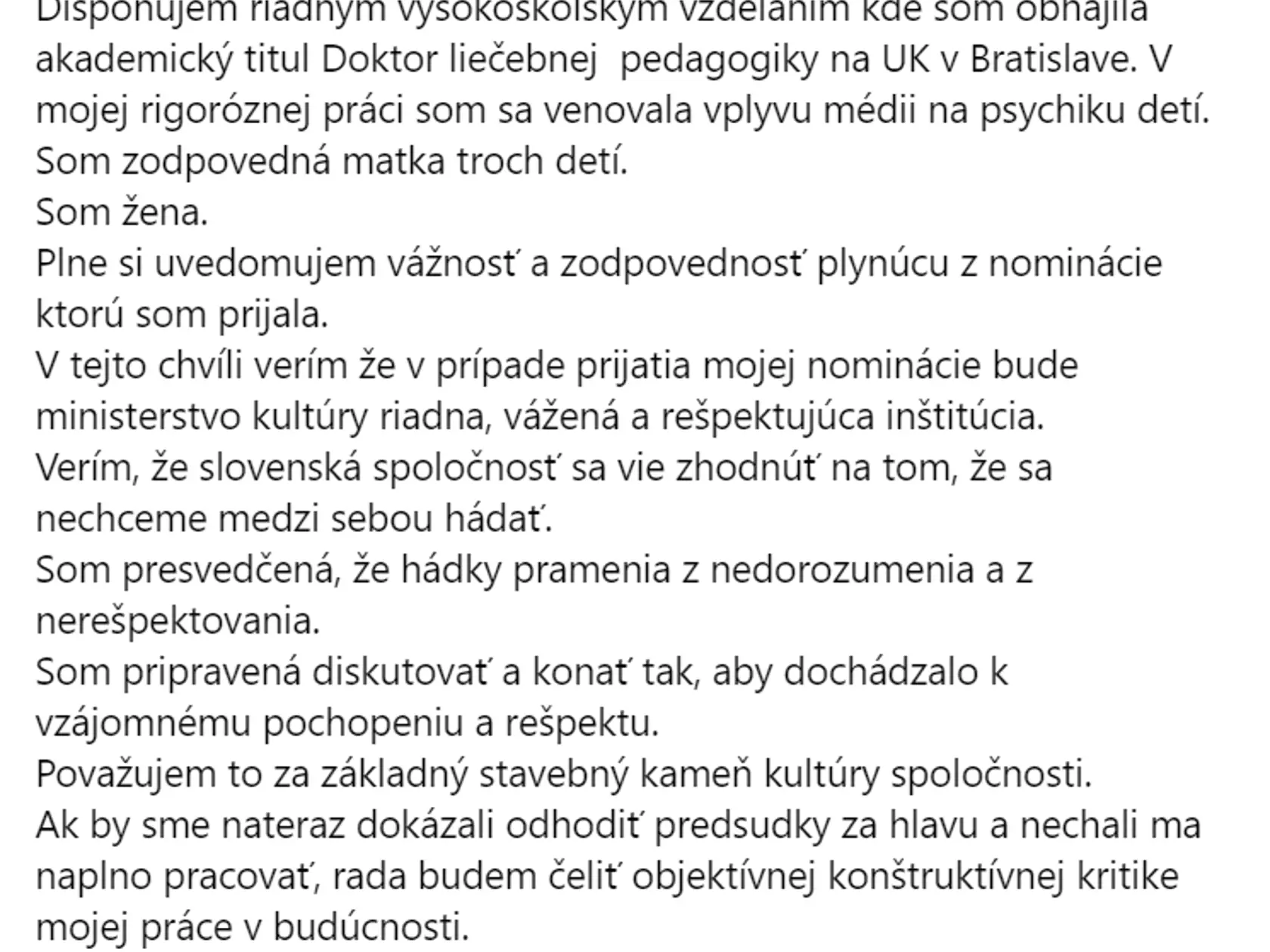 Status Martiny Šimkovičovej