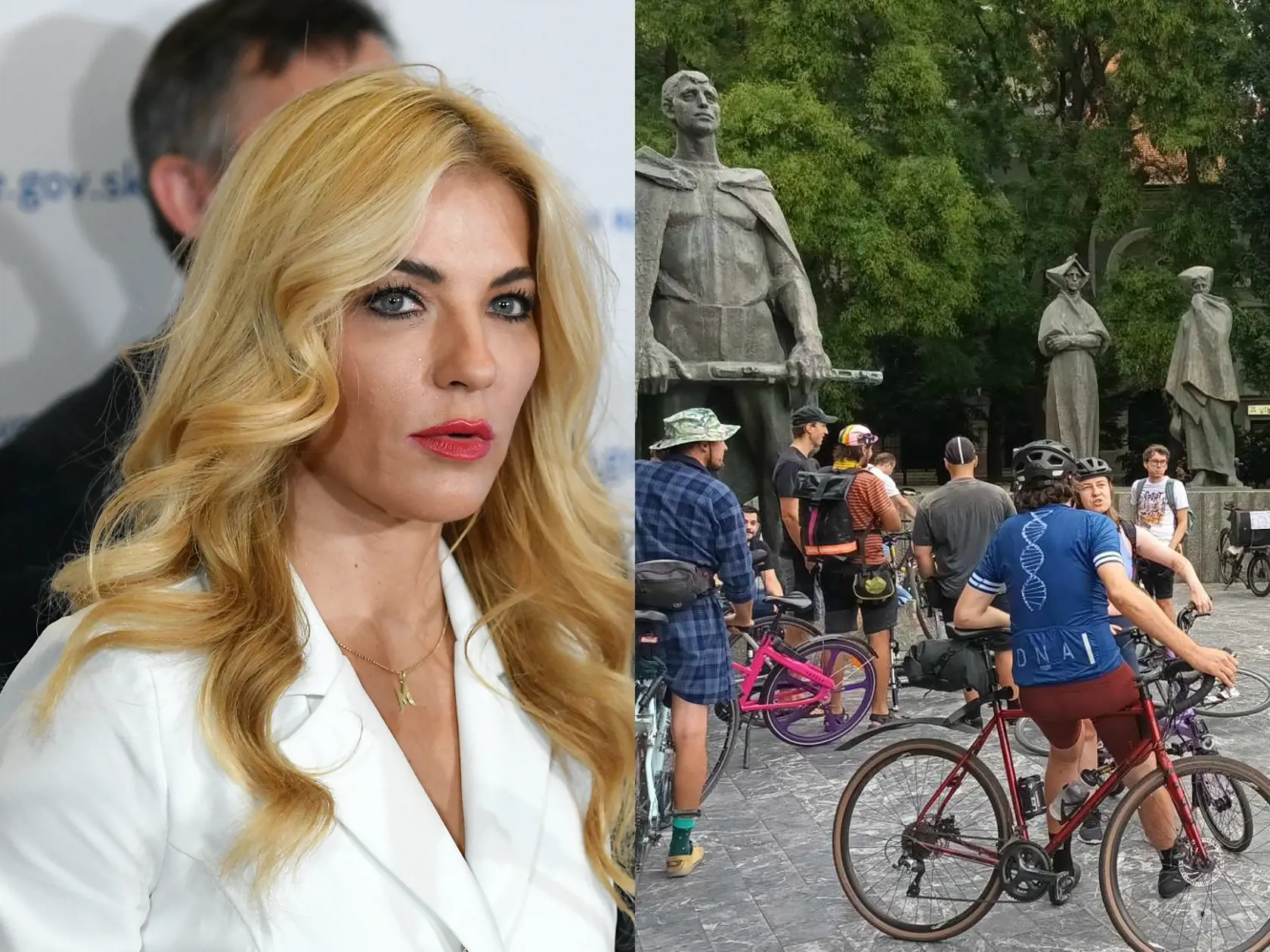 Koláž Šimkovičová a cyklisti