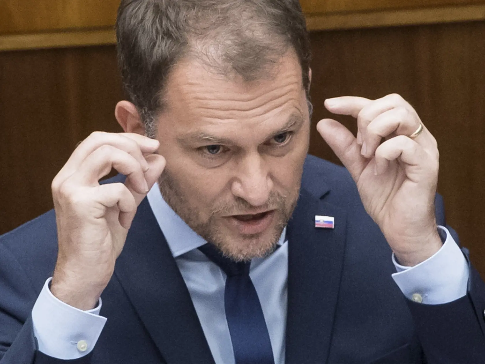 Na snímke predseda vlády SR Igor Matovič (OĽaNO) na mimoriadnej schôdzi parlamentu k jeho odvolávaniu 23. júla 2020 v Bratislave. FOTO TASR - Martin Baumann