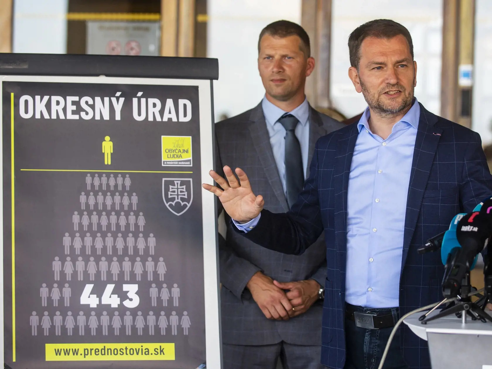 Na snímke premiér SR Igor Matovič (OĽaNO) počas tlačovej konferencie hnutia OĽaNO k predstaveniu kandidátov na prednostov okresných úradov 6. júla 2020 v Bratislave. FOTO TASR – Jakub Kotian