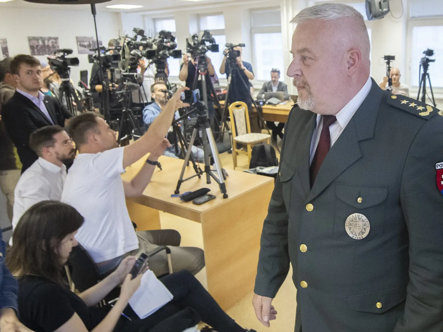 Na snímke prezident Policajného zboru SR (PZSR) Ľubomír Solák po tlačovej konferencii na tému O činnosti polície SR 16. mája 2024 v Bratislave. FOTO TASR - Martin Baumann