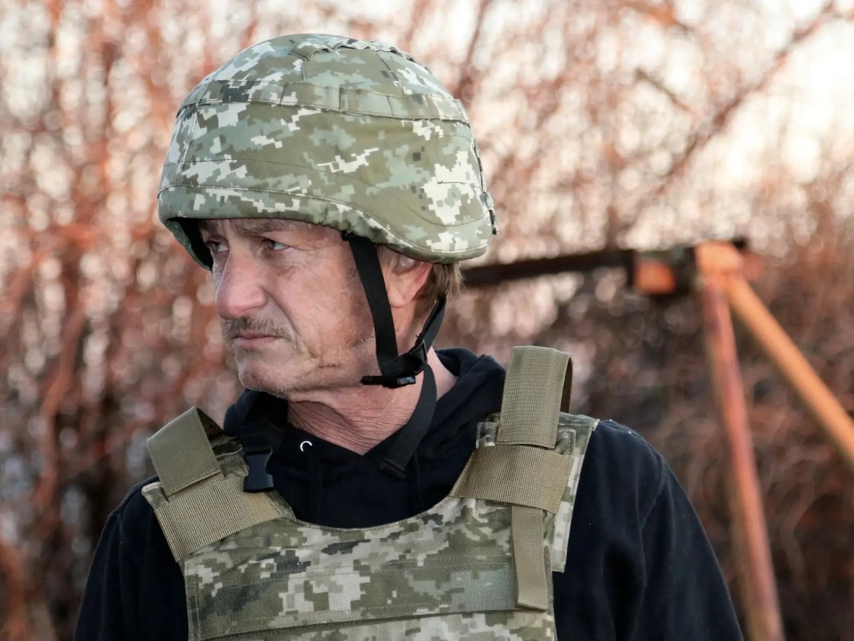 Herec Sean Penn na Ukrajine.