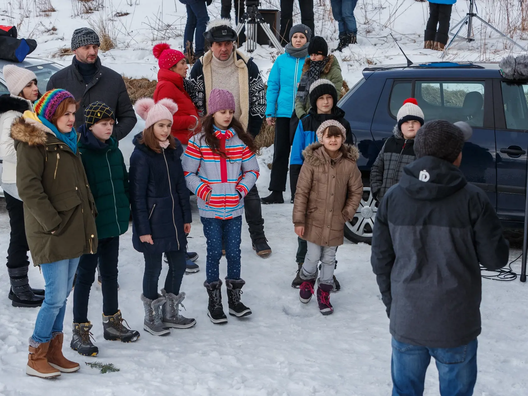 Na snímke Marko Igonda, Lucia Siposová a Tomáš Matonoha počas natáčania špeciálneho Vianočného dielu televízneho seriálu z produkcie TV JOJ, Prázdniny.