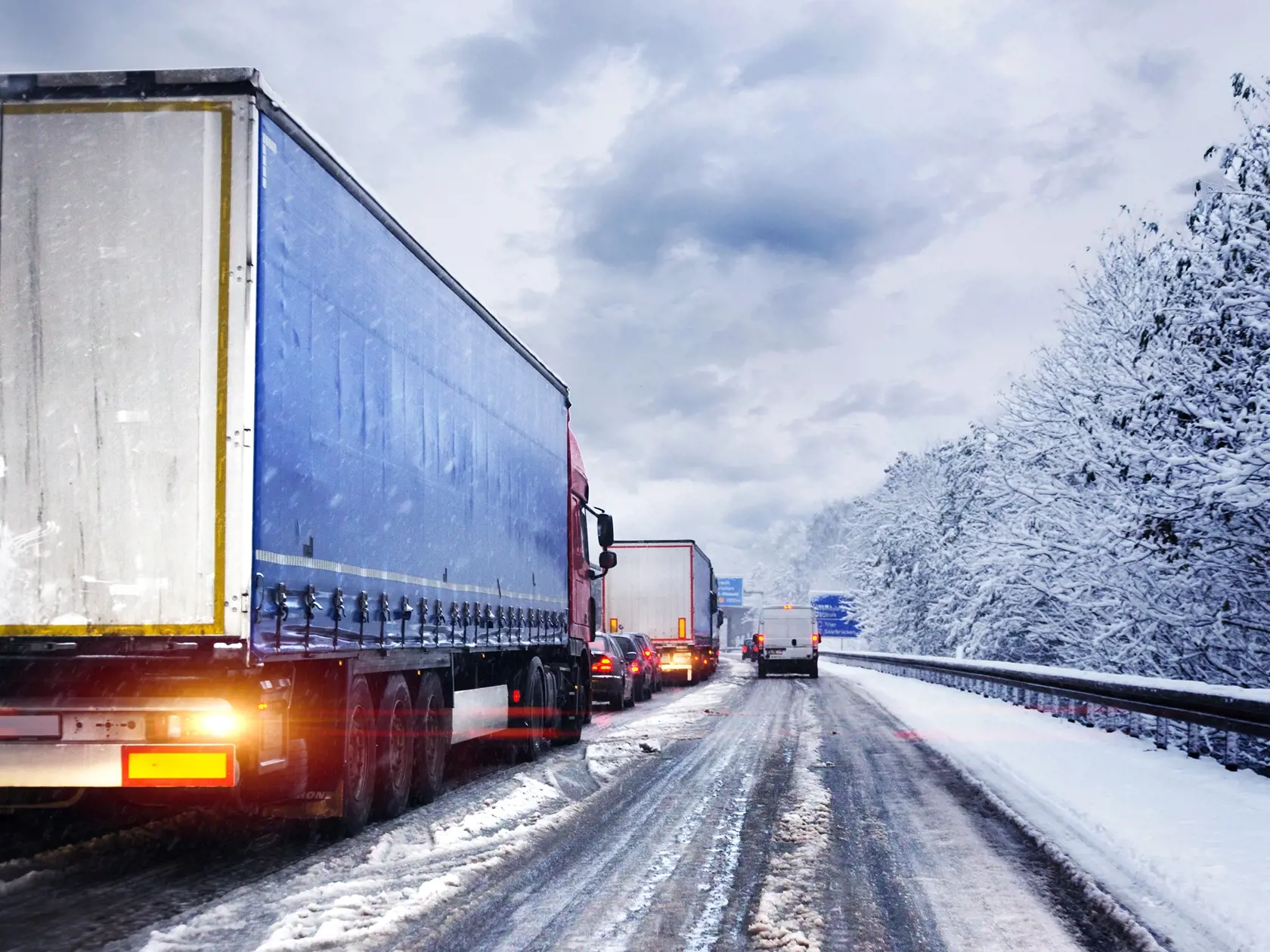 Line,Of,Trucks,Waiting,On,A,German,Highway,Due,To