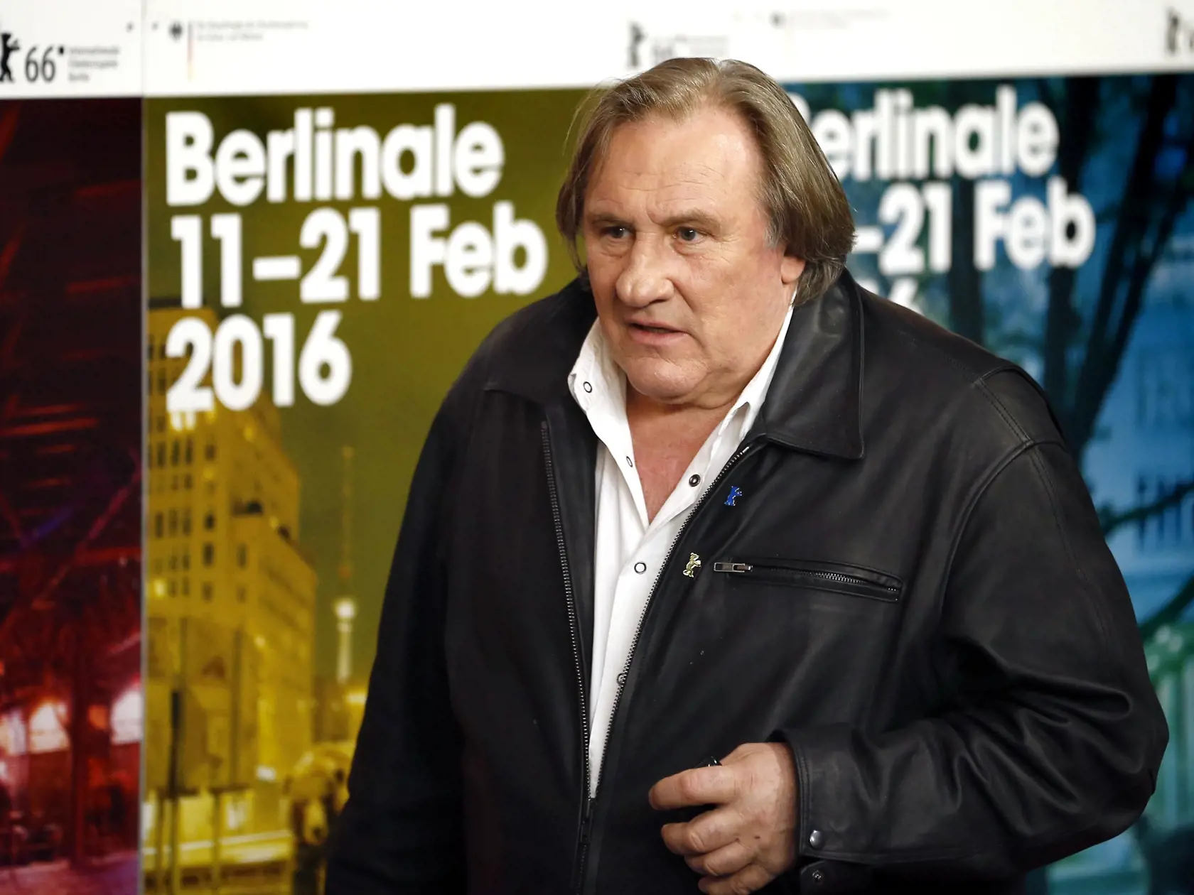 EBE 1 Berlín - Na snímke francúzsky herec Gérard Depardieu prichádza na tlačovú konferenciu k filmu Saint Amour na 66. ročníku MFF Berlinale v Berlíne 19. februára 2016. FOTO TASR/AP
Actor Gerard Depardieu arrives for the press conference for the film 'Saint Amour' at the 2016 Berlinale Film Festival in Berlin, Germany, Friday, Feb. 19, 2016. (AP Photo/Axel Schmidt)