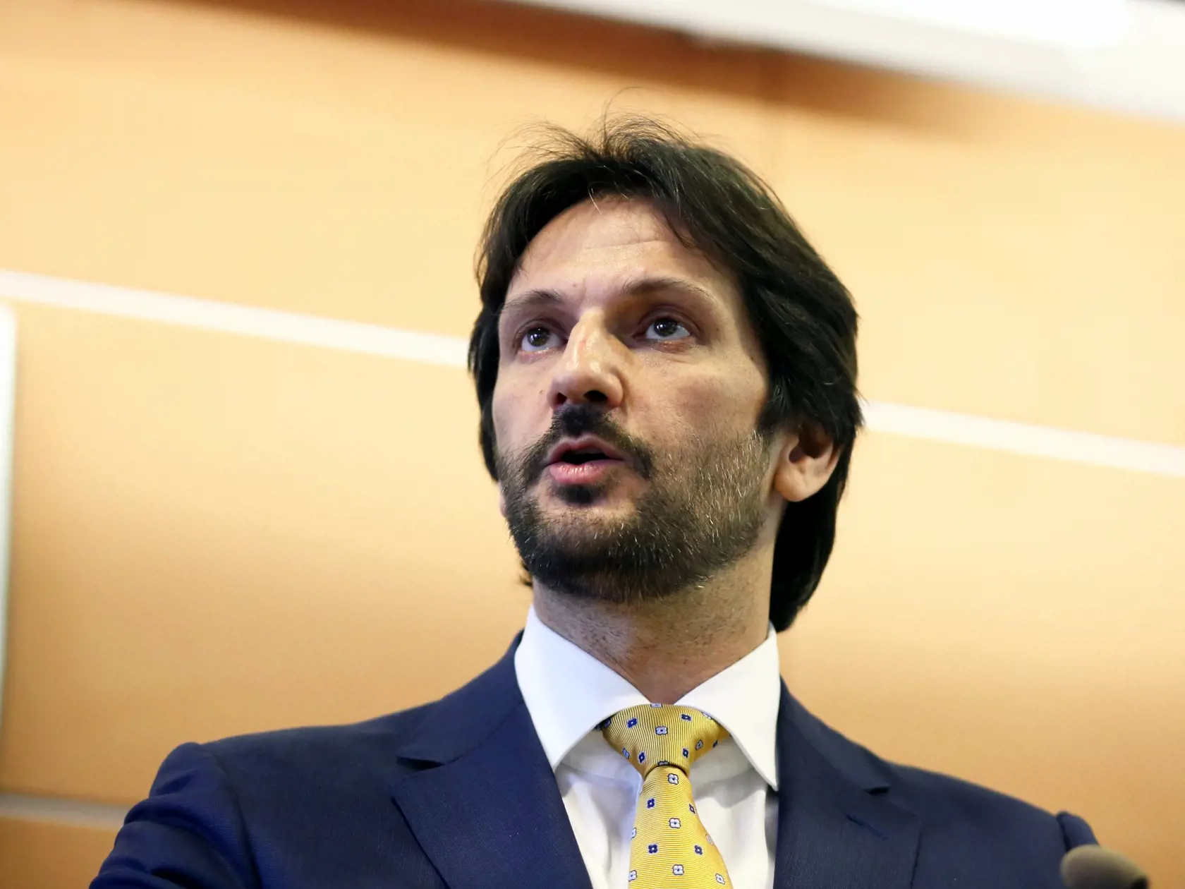 Na snímke minister vnútra Robert Kaliňák, strana SMER SE? ktorý oznamuje novinárom svoju demisiu.
