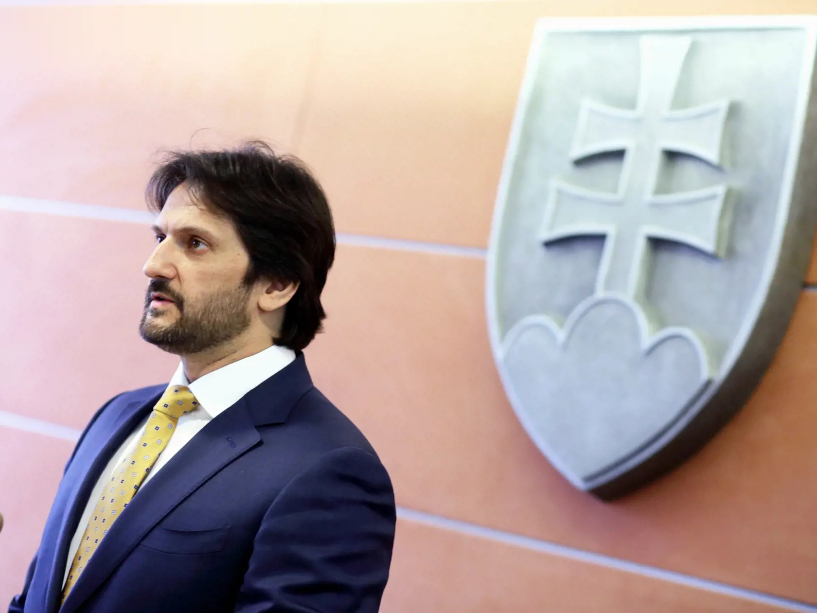 Na snímke minister vnútra Robert Kaliňák, strana SMER SE? ktorý oznamuje novinárom svoju demisiu.