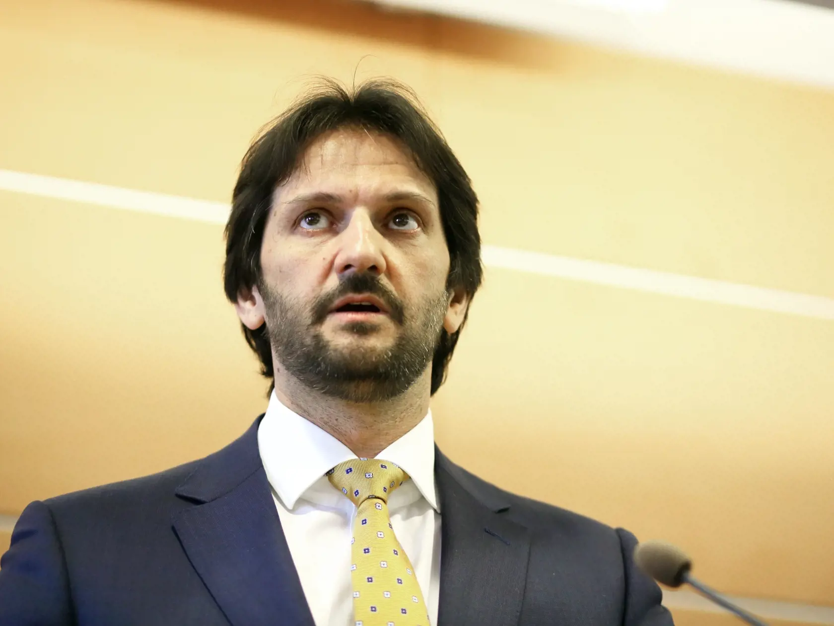 Na snímke minister vnútra Robert Kaliňák, strana SMER SE? ktorý oznamuje novinárom svoju demisiu.