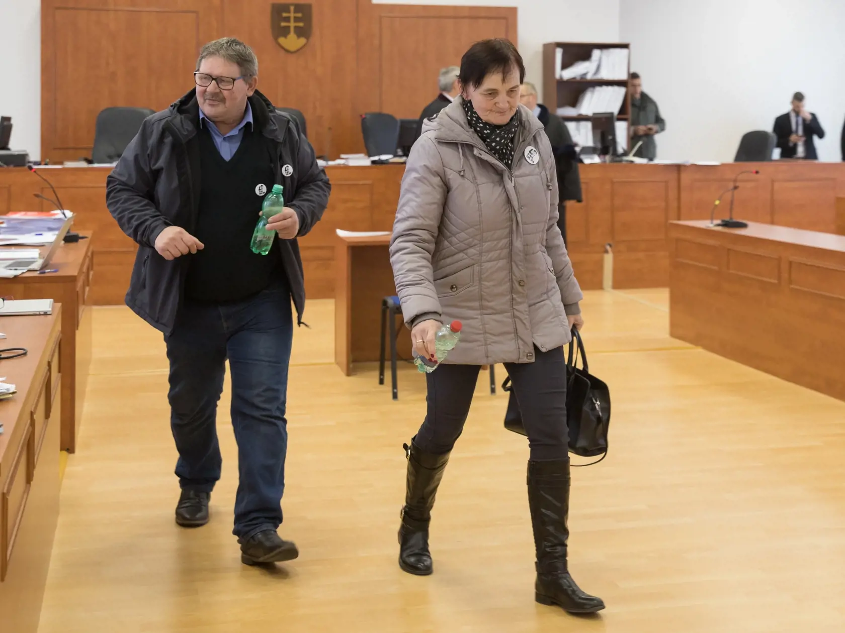 Siedme pojednávanie na Špecializovanom trestnom súde v Pezinku vo veci vraždy investigatívneho novinára Jána Kuciaka a jeho snúbenice Martiny Kušnírovej. Na snímke sú rodičia Jána Kuciaka, otec Jozef Kuciak a matka Jana Kuciaková.