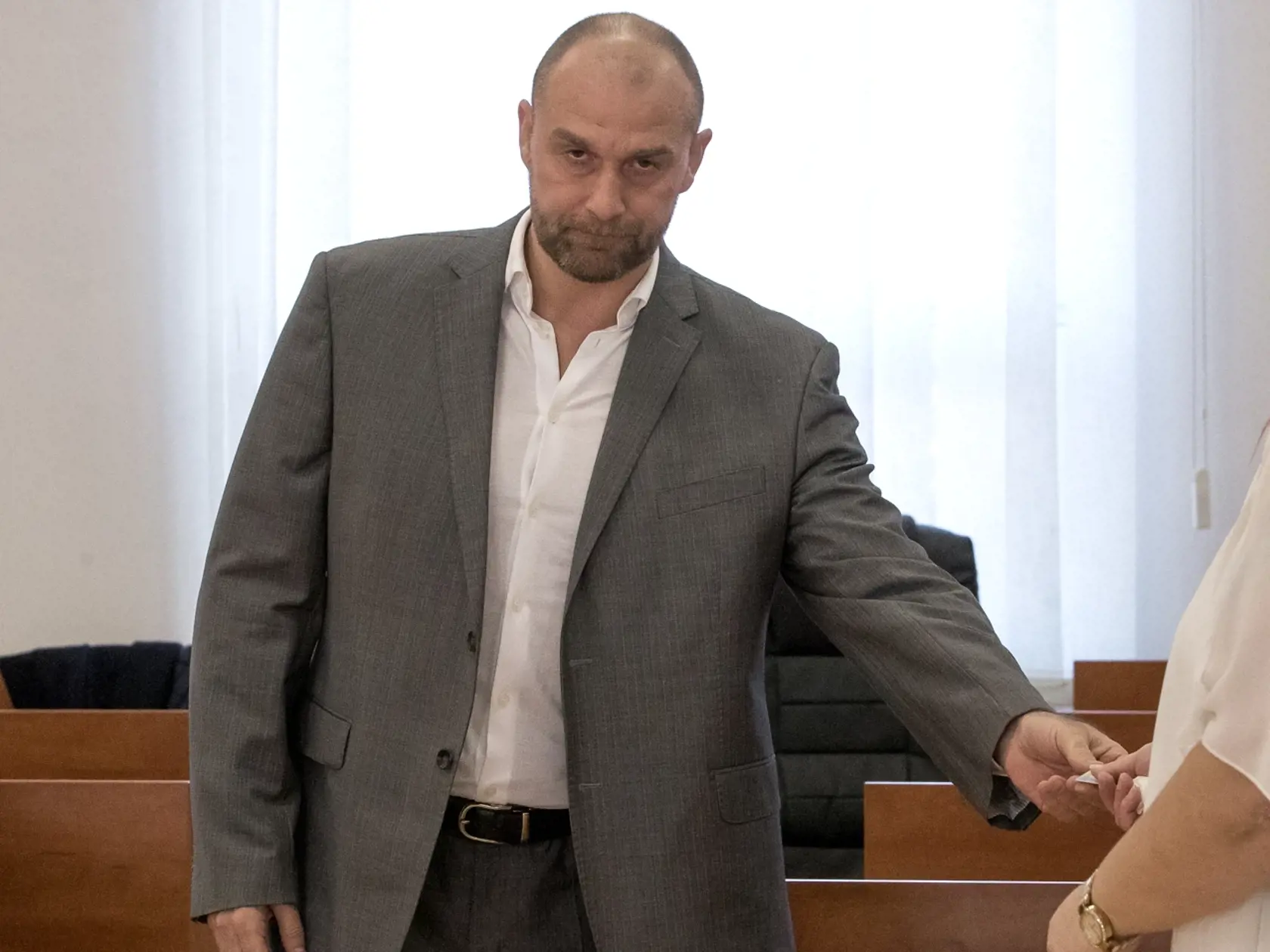 Štvrté pojednávanie na Špecializovanom trestnom súde v Pezinku vo veci vraždy investigatívneho novinára Jána Kuciaka a jeho snúbenice Martiny Kušnírovej. Na snímke je Norbert Bödör, ktorý bol predvolaný ako svedok.